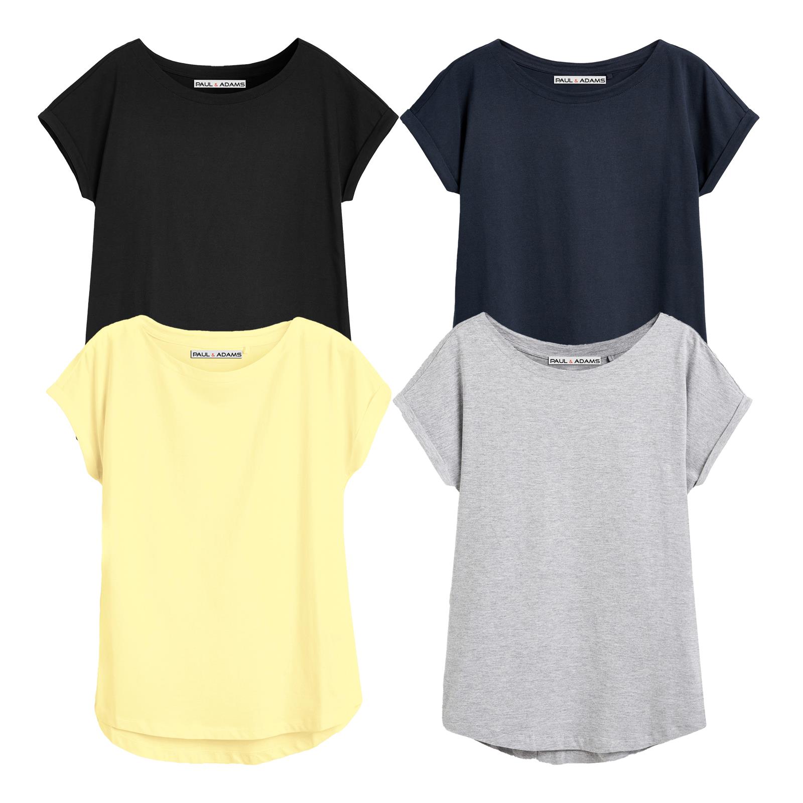 4 Pack Ladies T-Shirt Plain 100% Cotton Cap Sleeve Lot Crew Neck 08-18 T-Shirts - Picture 25 of 81