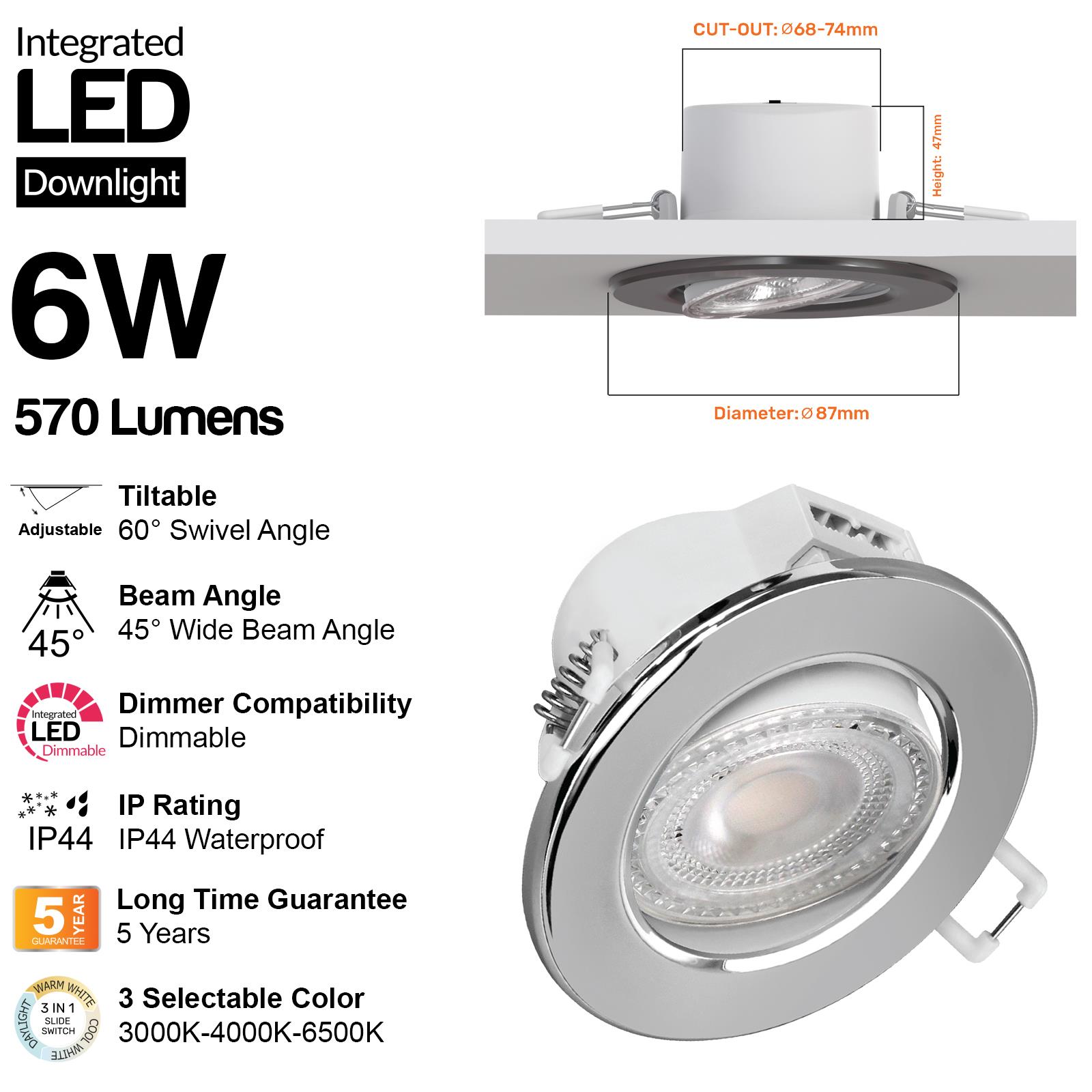 LED Einbauleuchten Neigungswinkel Spotlicht 3CCT dimmbar 240V Deckenleuchten - Bild 10 von 13