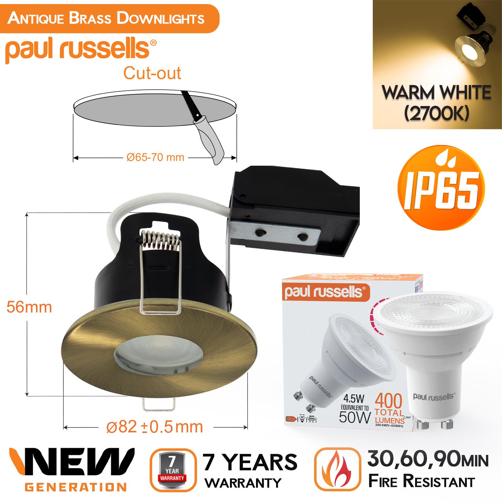 IP65 Fire Rated Downlights Bathroom Dimmable GU10 Spotlight LED Down Light - Picture 14 of 19