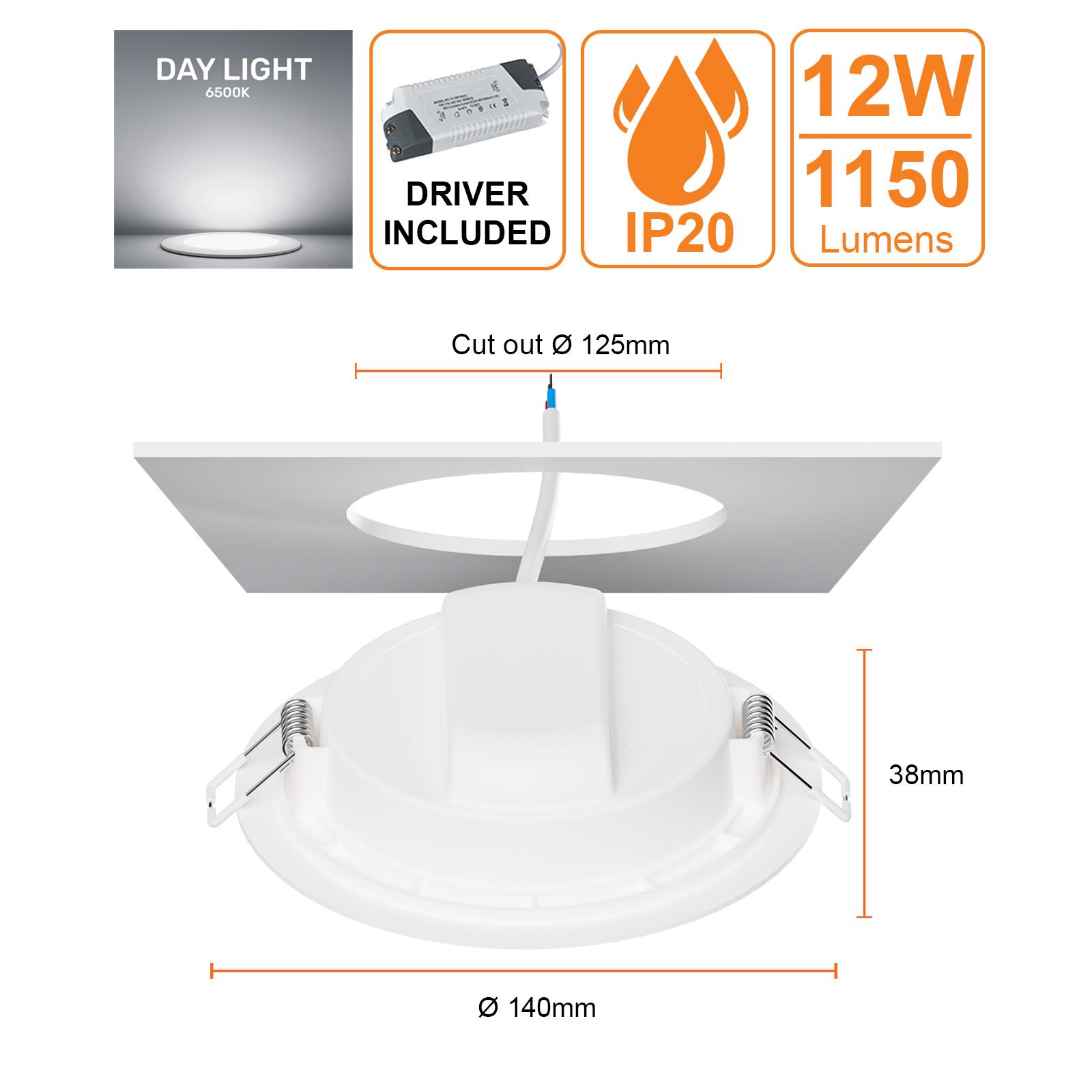 LED Round Panel Recessed Ceiling Lights Energy Saving Downlights Spot Light 240V - Picture 13 of 19