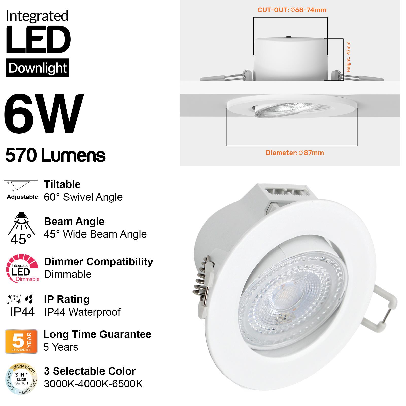 LED Einbauleuchten Neigungswinkel Spotlicht 3CCT dimmbar 240V Deckenleuchten - Bild 8 von 13