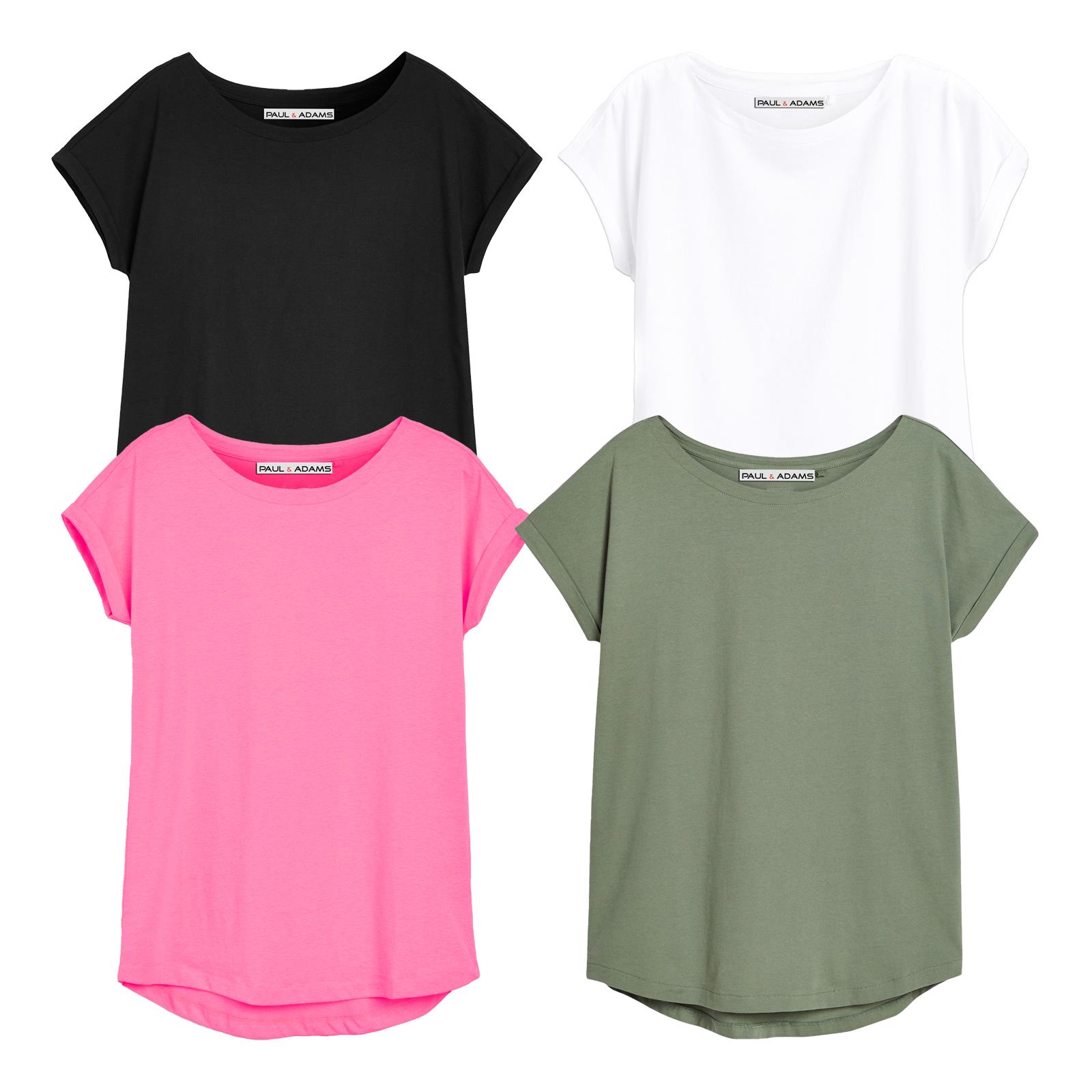 4 Pack Ladies T-Shirt Plain 100% Cotton Cap Sleeve Lot Crew Neck 08-18 T-Shirts - Picture 17 of 81