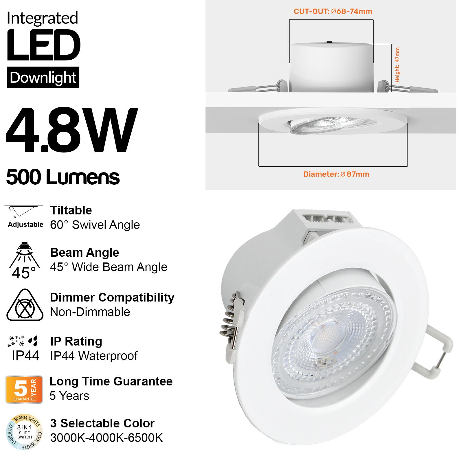 LED Einbauleuchten Neigungswinkel Spotlicht 3CCT dimmbar 240V Deckenleuchten - Bild 9 von 13