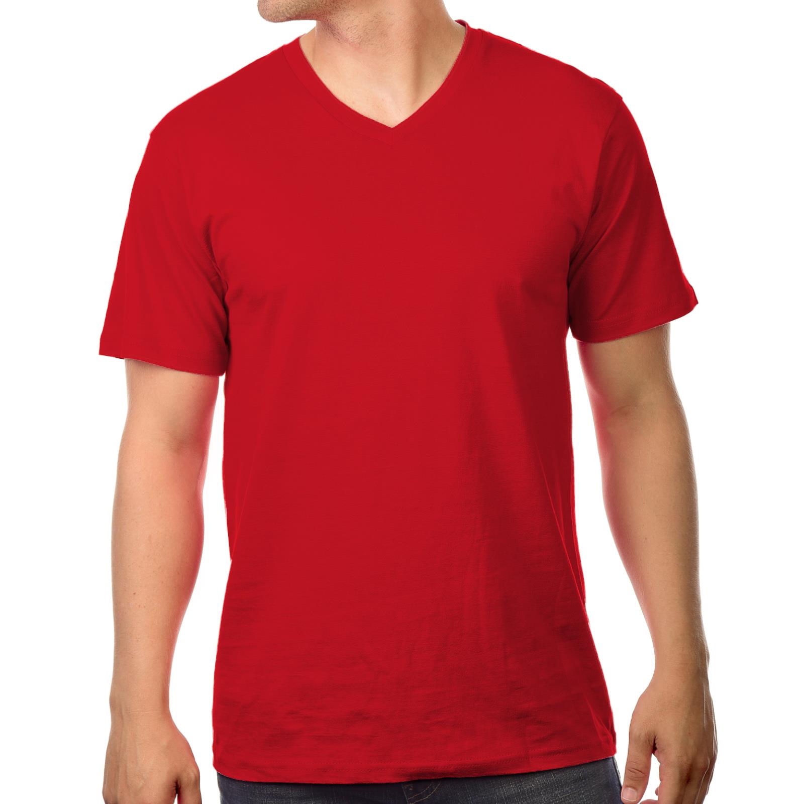 Men’s V Neck T Shirt Regular Fit Short Sleeve Top Short Sleeve Plain 100% Cotton - Picture 5 of 10
