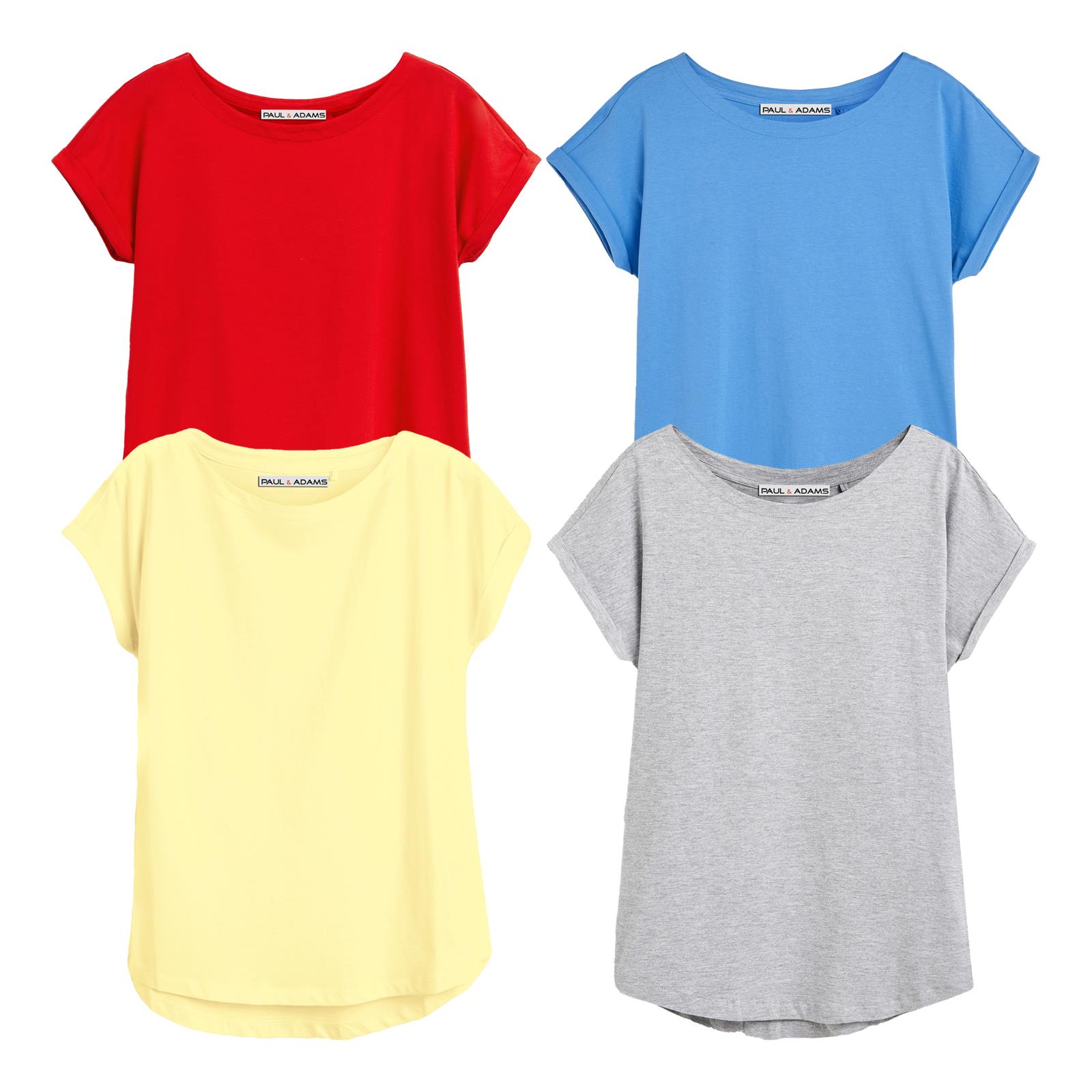 4 Pack Ladies T-Shirt Plain 100% Cotton Cap Sleeve Lot Crew Neck 08-18 T-Shirts - Picture 65 of 81