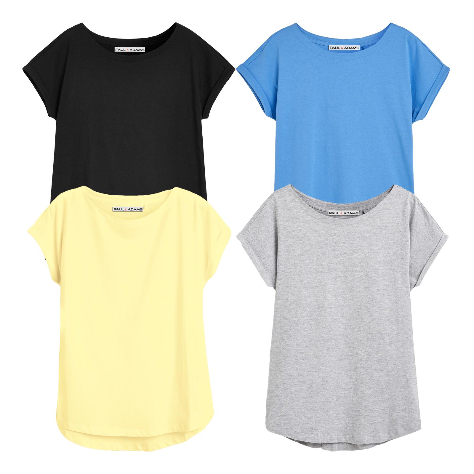 4 Pack Ladies T-Shirt Plain 100% Cotton Cap Sleeve Lot Crew Neck 08-18 T-Shirts - Picture 34 of 81