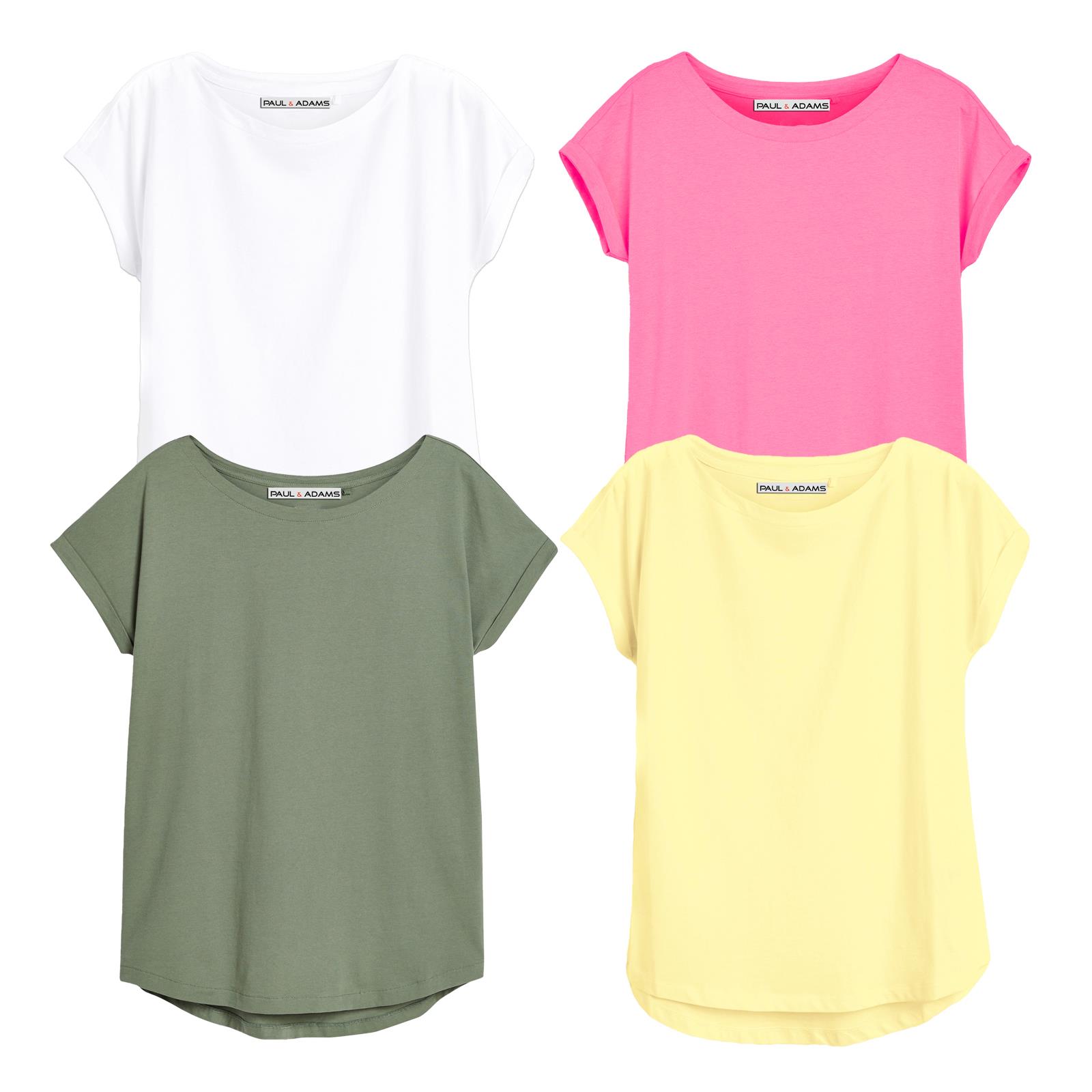 4 Pack Ladies T-Shirt Plain 100% Cotton Cap Sleeve Lot Crew Neck 08-18 T-Shirts - Picture 59 of 81