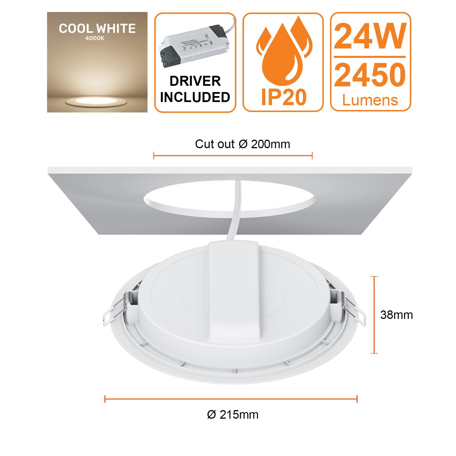 LED Round Panel Recessed Ceiling Lights Energy Saving Downlights Spot Light 240V - Picture 18 of 19