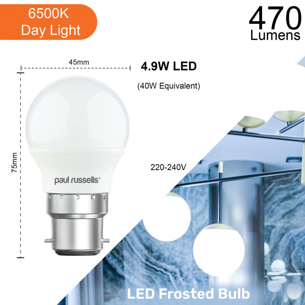 LED Golf 4.9W=40W 2700K 4000K 6500K BC/ES/SBC/SES 1/6/10 Bulbs - Picture 4 of 11