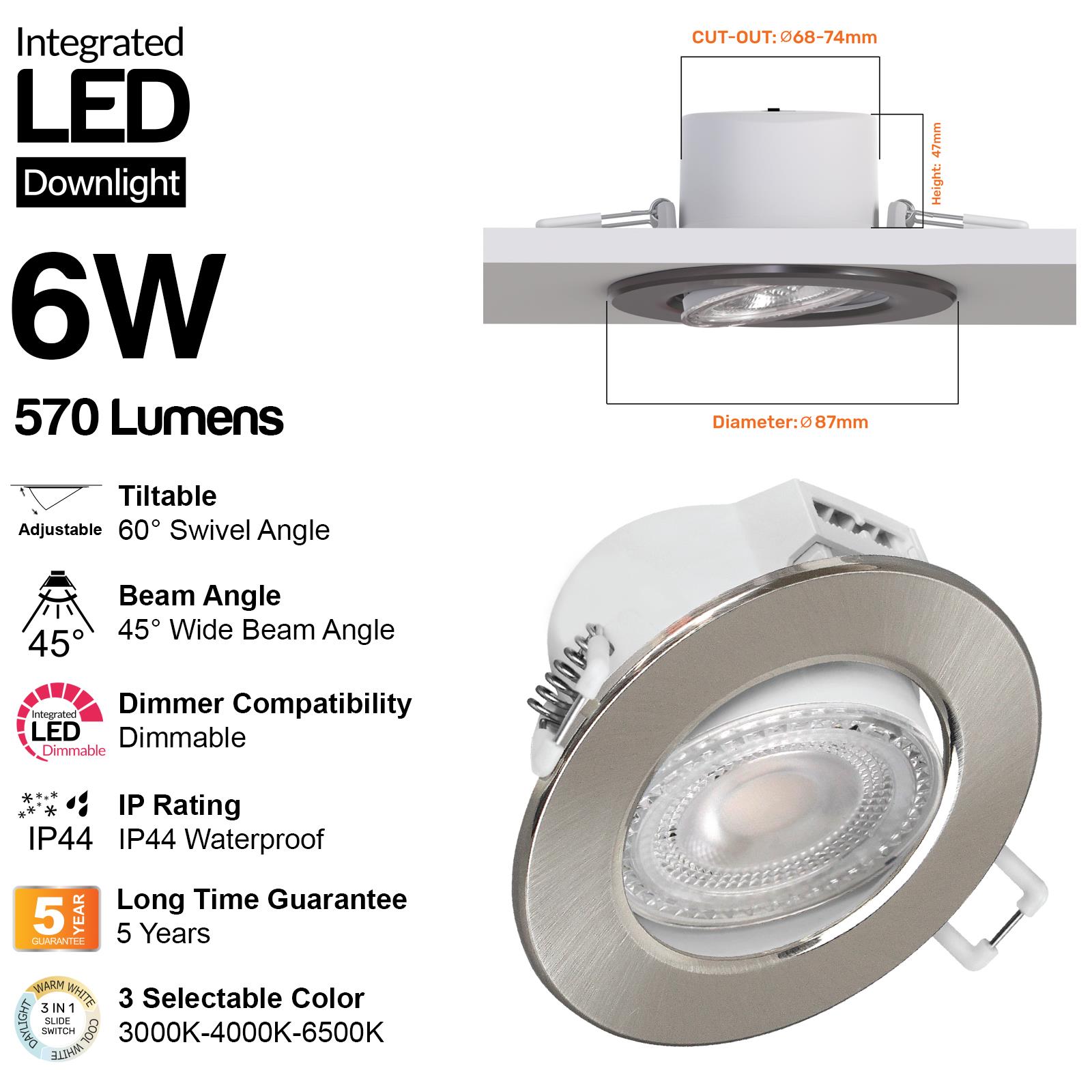 LED Einbauleuchten Neigungswinkel Spotlicht 3CCT dimmbar 240V Deckenleuchten - Bild 12 von 13