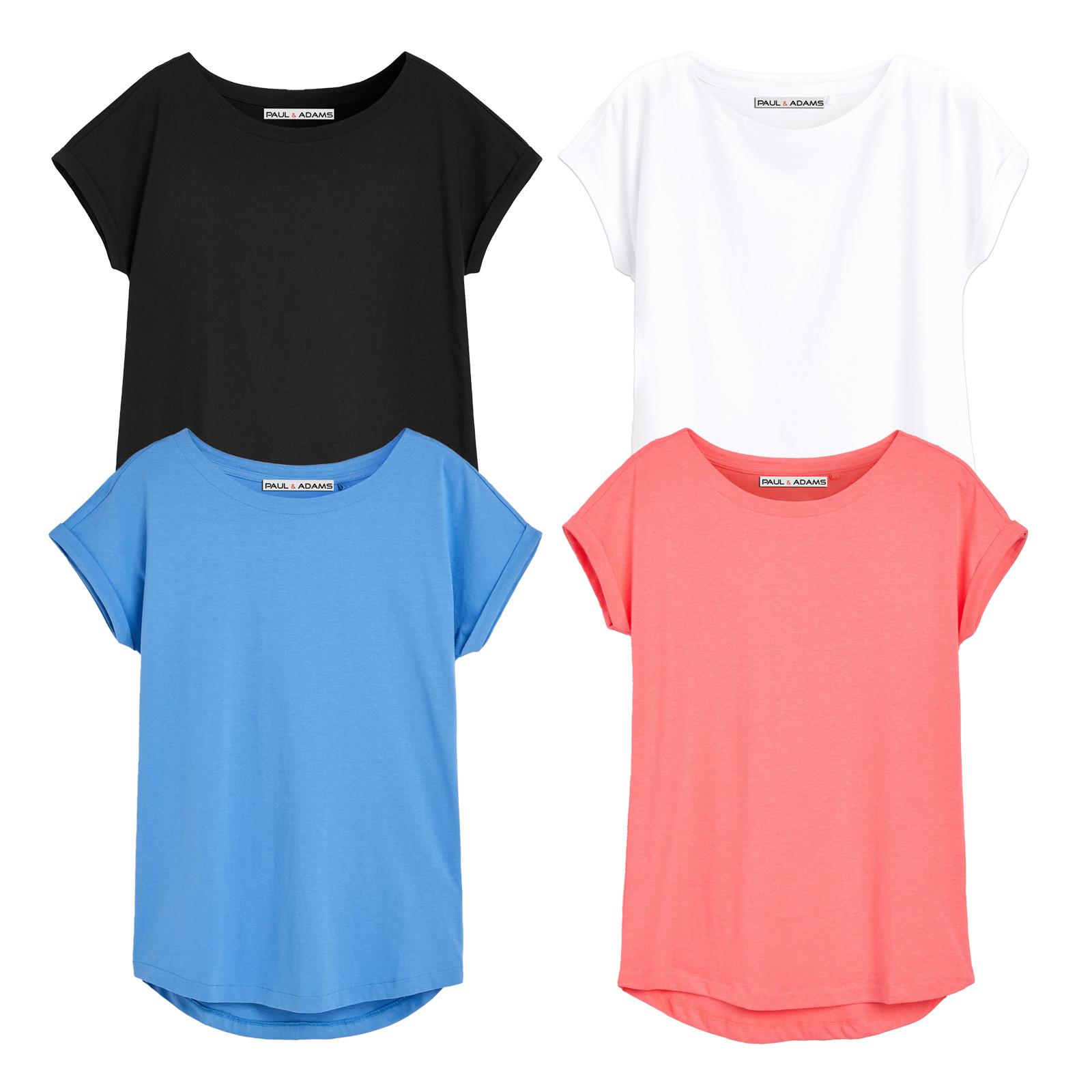 4 Pack Ladies T-Shirt Plain 100% Cotton Cap Sleeve Lot Crew Neck 08-18 T-Shirts - Picture 15 of 81