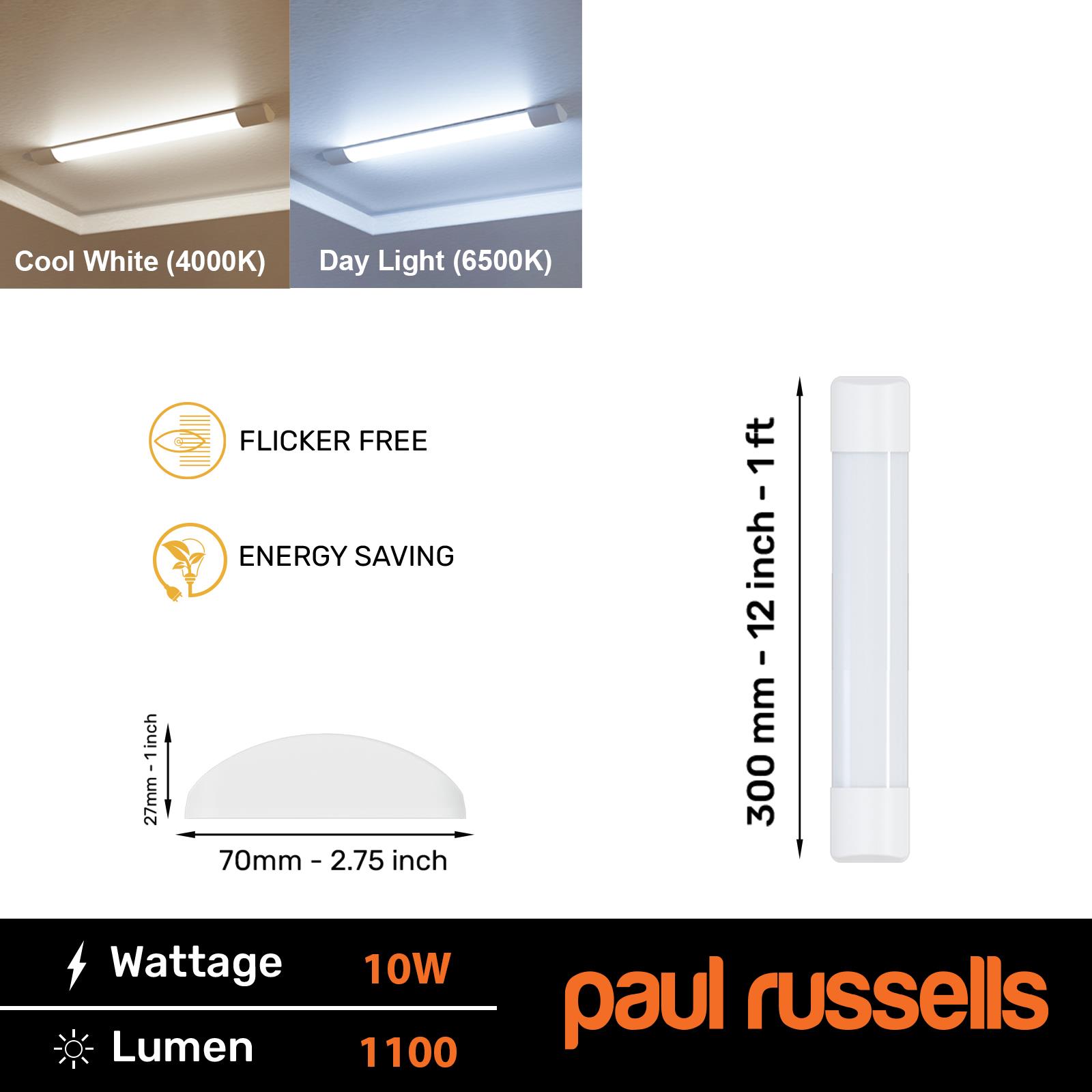 4 Pack LED Batten Tube Light 1FT 2FT 4FT 5FT 6FT Wall Ceiling Office Garage Lamp - Picture 7 of 12