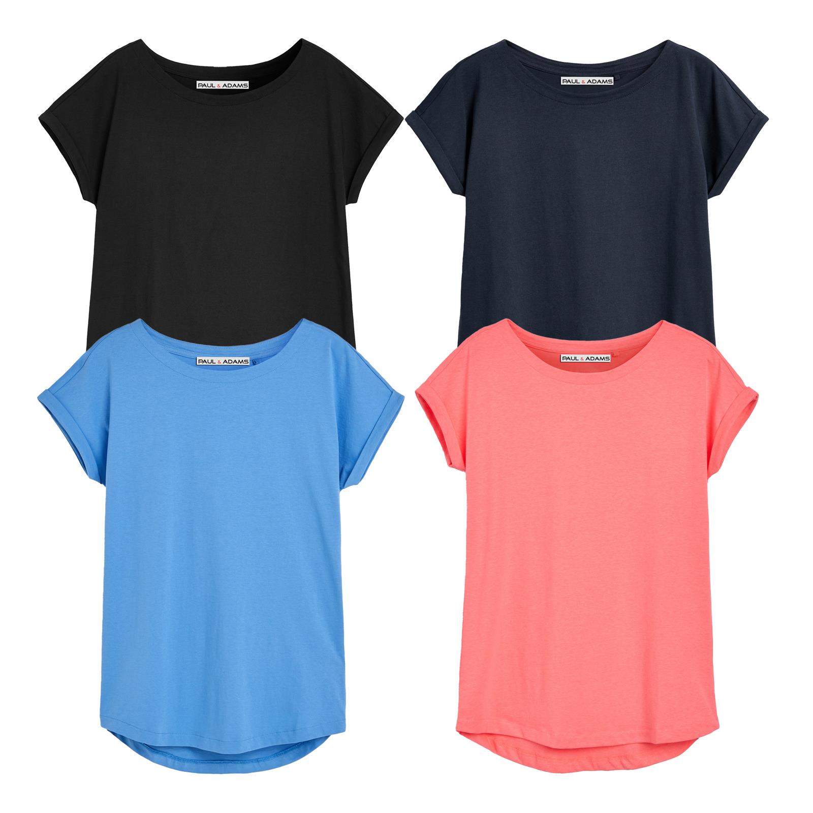 4 Pack Ladies T-Shirt Plain 100% Cotton Cap Sleeve Lot Crew Neck 08-18 T-Shirts - Picture 21 of 81
