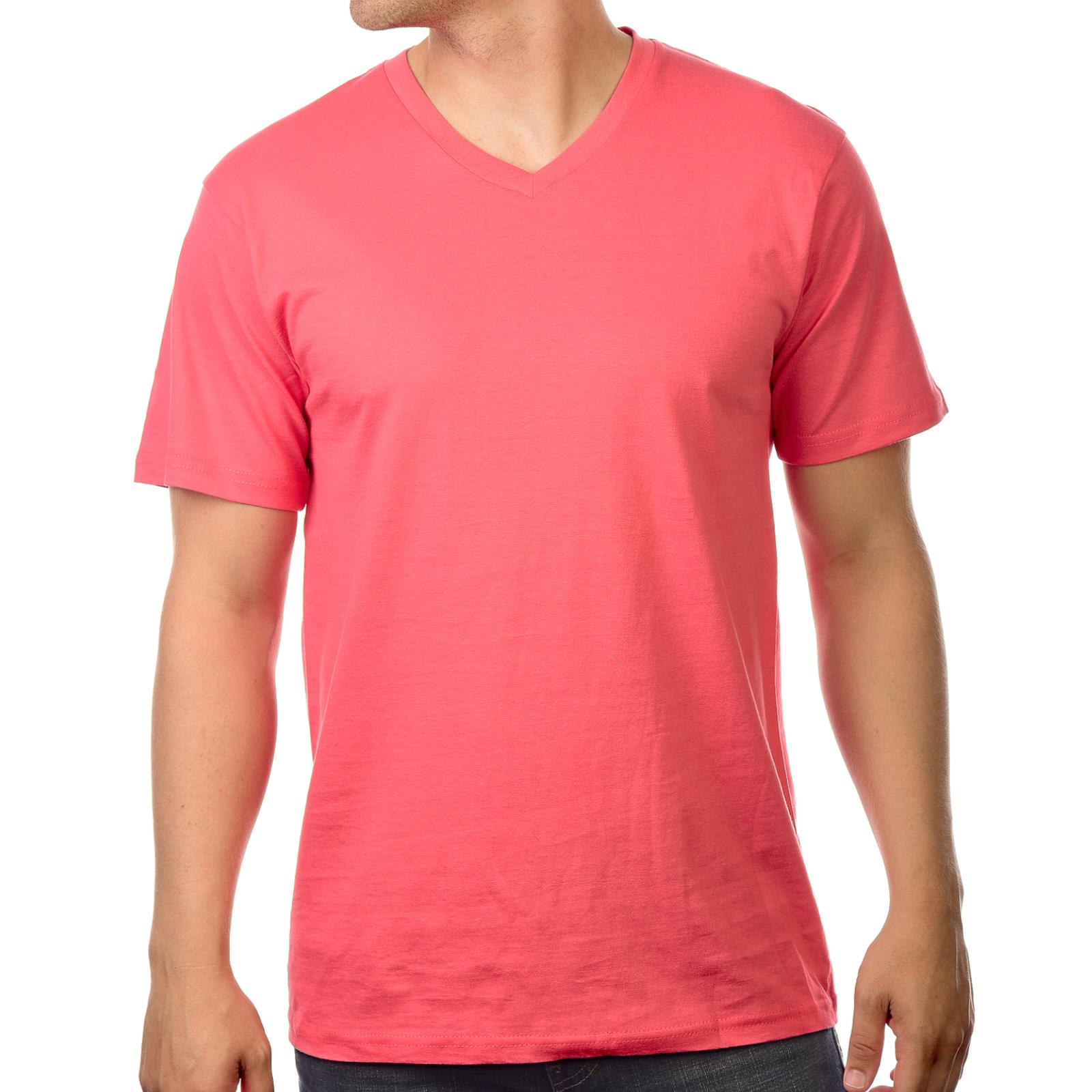 Men’s V Neck T Shirt Regular Fit Short Sleeve Top Short Sleeve Plain 100% Cotton - Picture 9 of 10