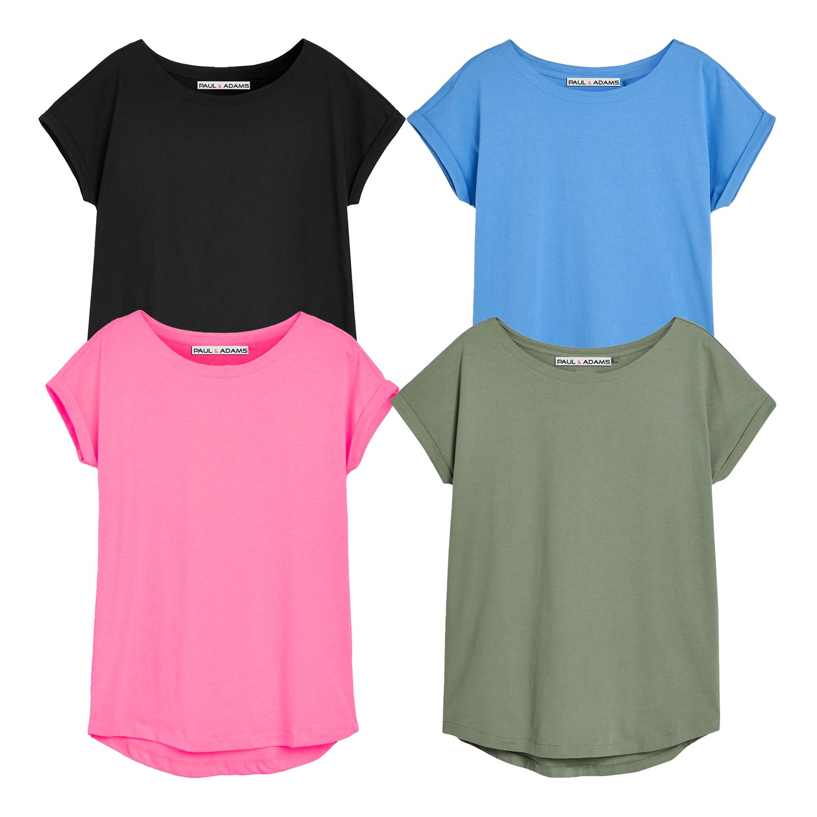 4 Pack Ladies T-Shirt Plain 100% Cotton Cap Sleeve Lot Crew Neck 08-18 T-Shirts - Picture 32 of 81
