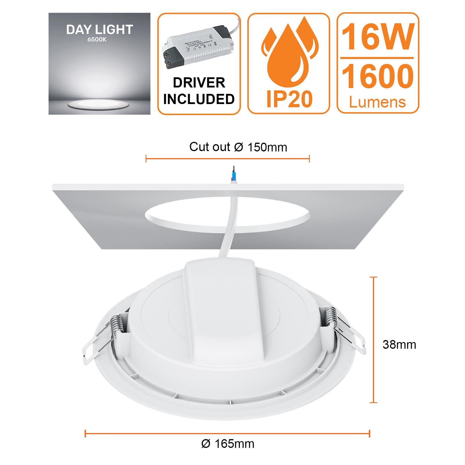 LED Round Panel Recessed Ceiling Lights Energy Saving Downlights Spot Light 240V - Picture 15 of 19