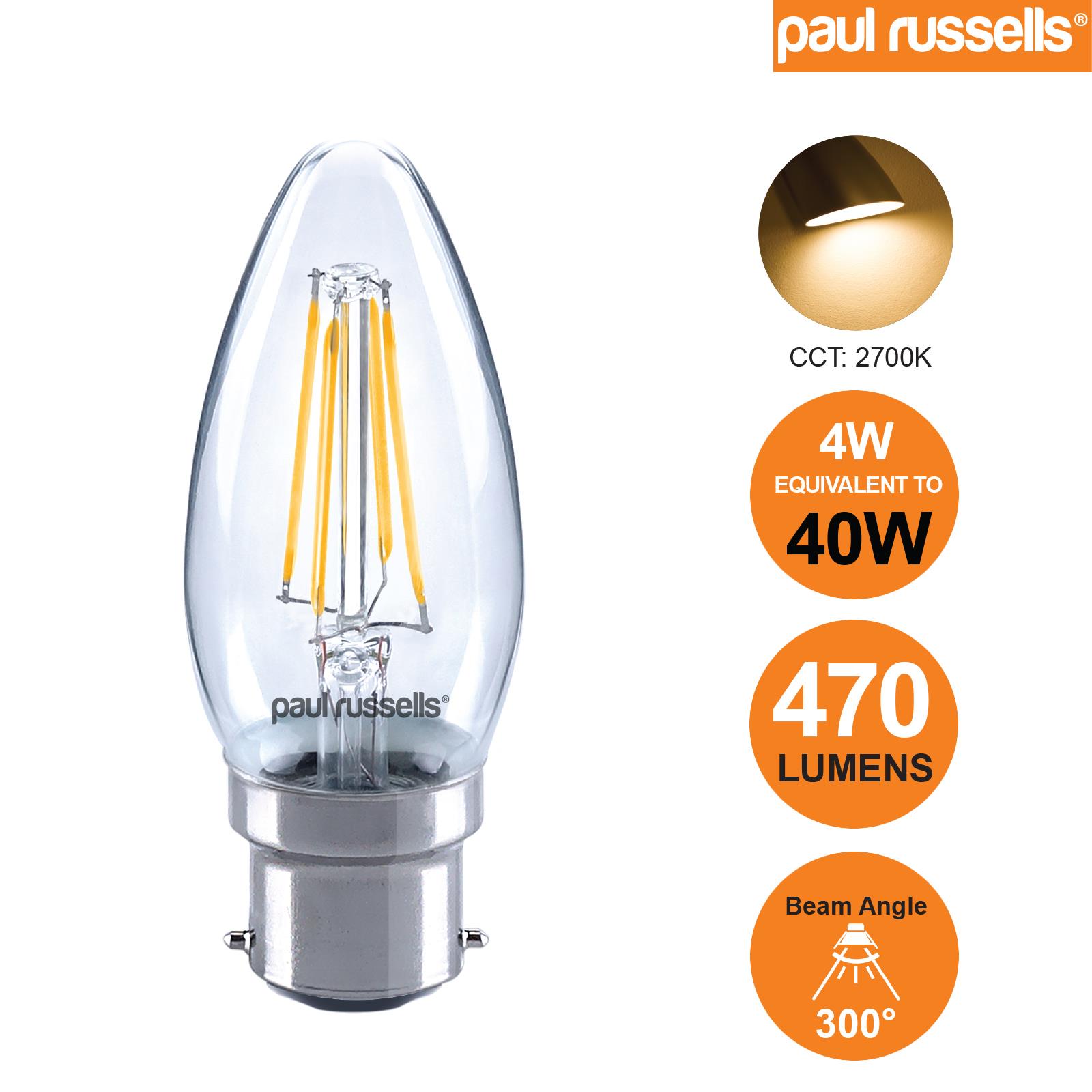LED Candle Bulbs Filament Light Amber Warm White Bayonet Edison Screw Bulbs 240V - Picture 13 of 17