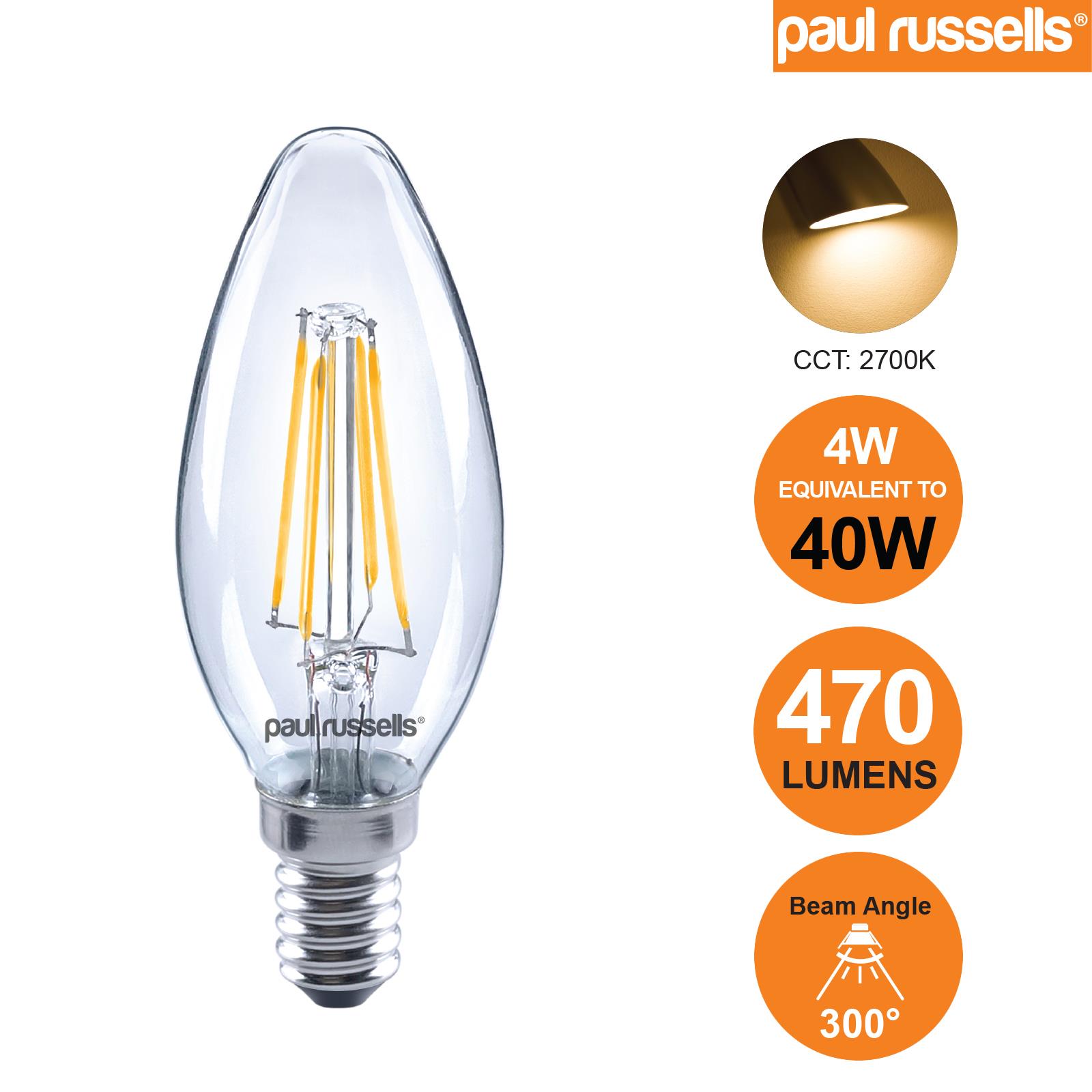 LED Candle Bulbs Filament Light Amber Warm White Bayonet Edison Screw Bulbs 240V - Picture 16 of 17