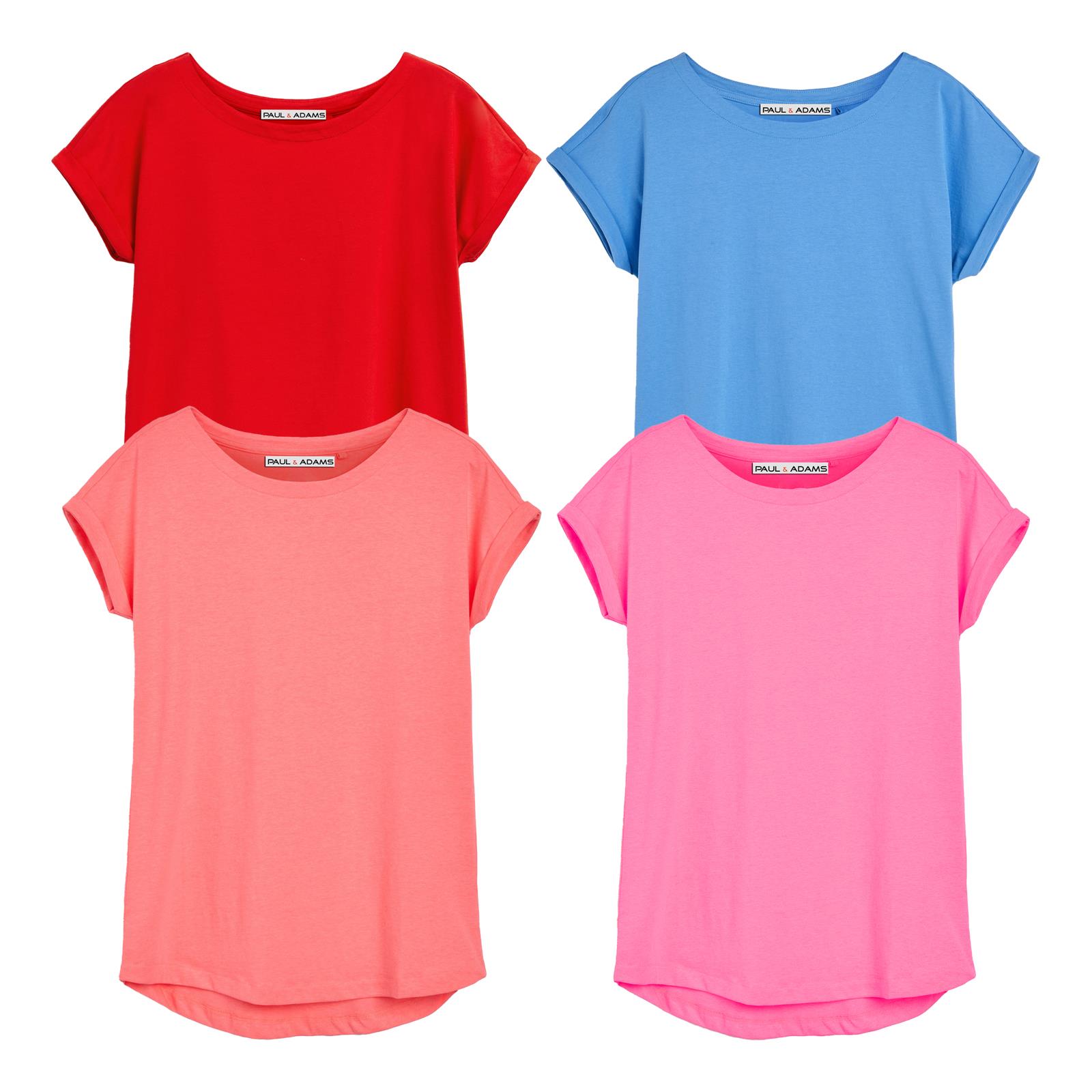 4 Pack Ladies T-Shirt Plain 100% Cotton Cap Sleeve Lot Crew Neck 08-18 T-Shirts - Picture 63 of 81