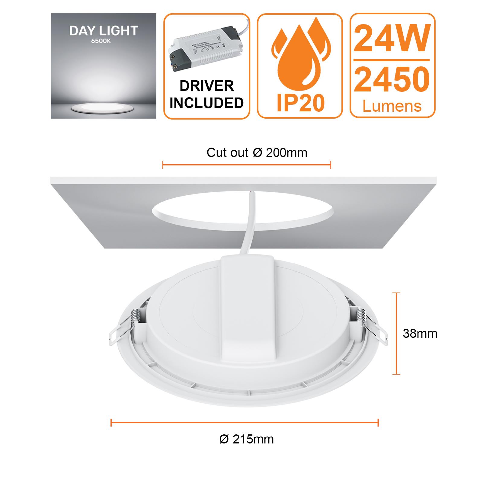 LED Round Panel Recessed Ceiling Lights Energy Saving Downlights Spot Light 240V - Picture 19 of 19