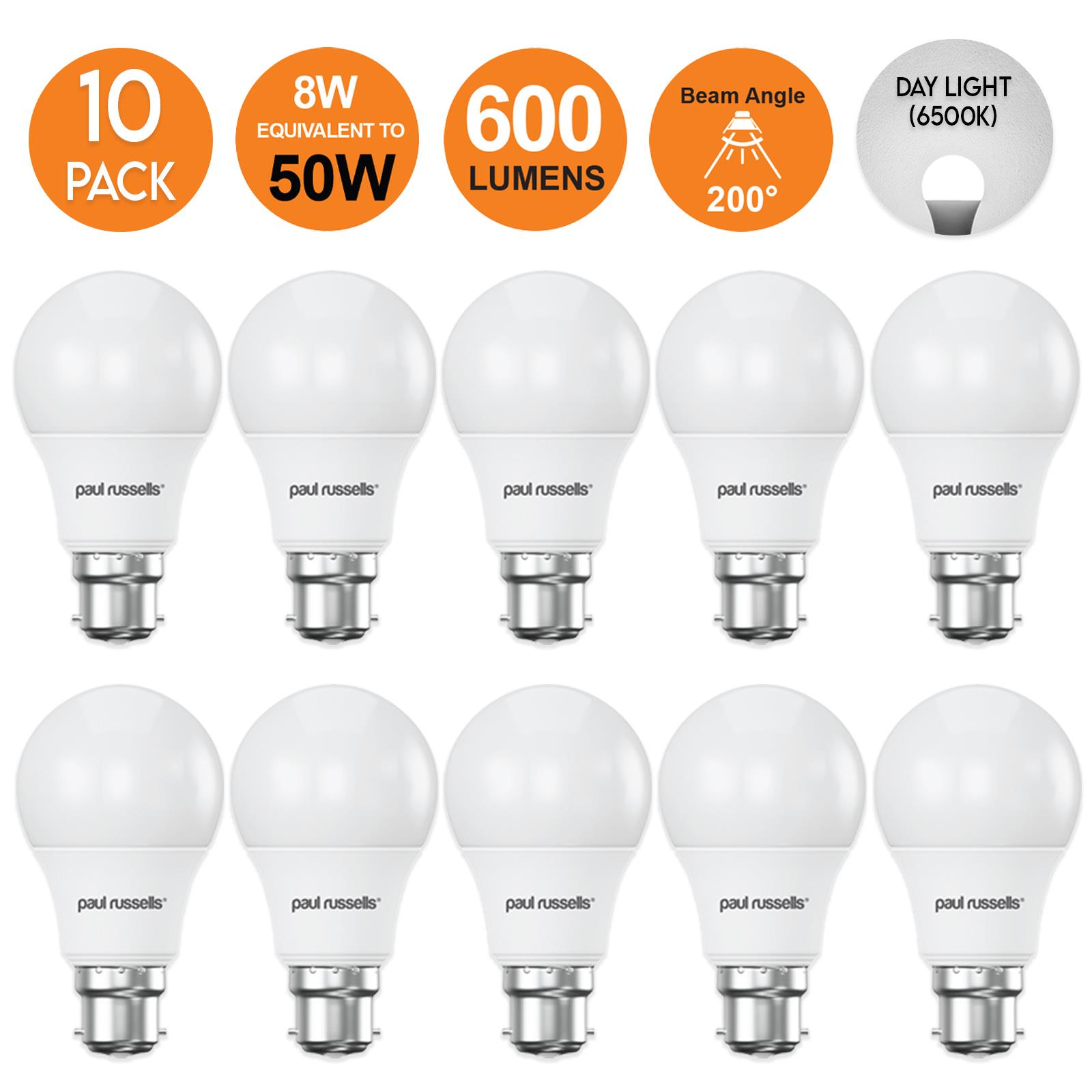 10X LED GLS B22 E27 Light Bulbs Warm Cool White Daylight 8W Globe Bayonet Screw - Picture 9 of 12