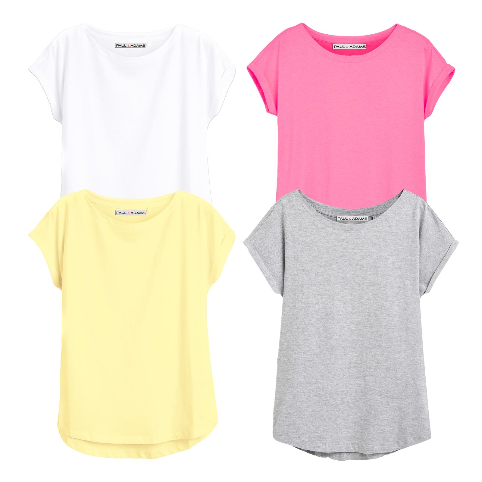 4 Pack Ladies T-Shirt Plain 100% Cotton Cap Sleeve Lot Crew Neck 08-18 T-Shirts - Picture 60 of 81