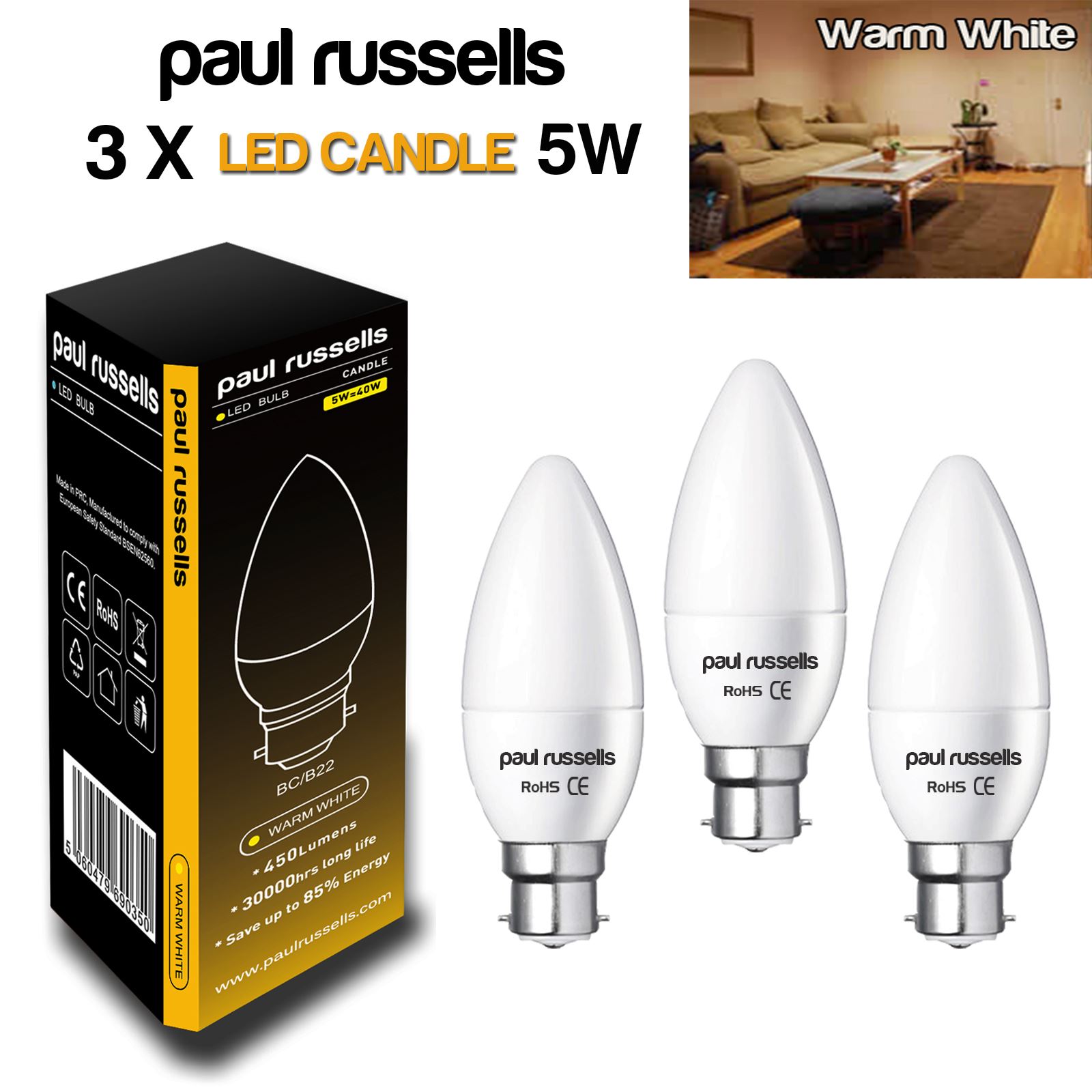 1 3 5 10 Pack 3W 5W 7W 12W LED GLS Candle Golf Light Bulbs BC B22 ES