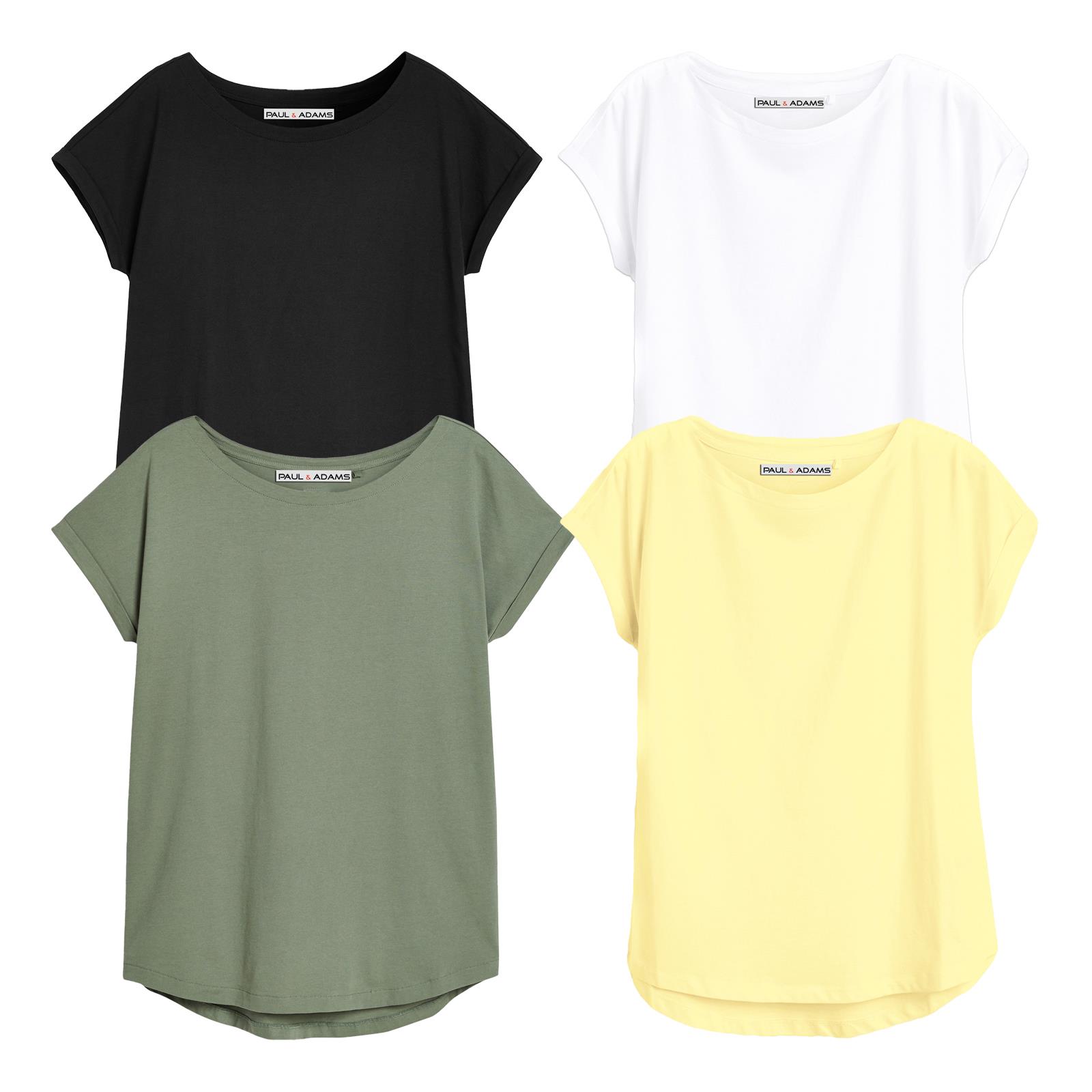 4 Pack Ladies T-Shirt Plain 100% Cotton Cap Sleeve Lot Crew Neck 08-18 T-Shirts - Picture 18 of 81