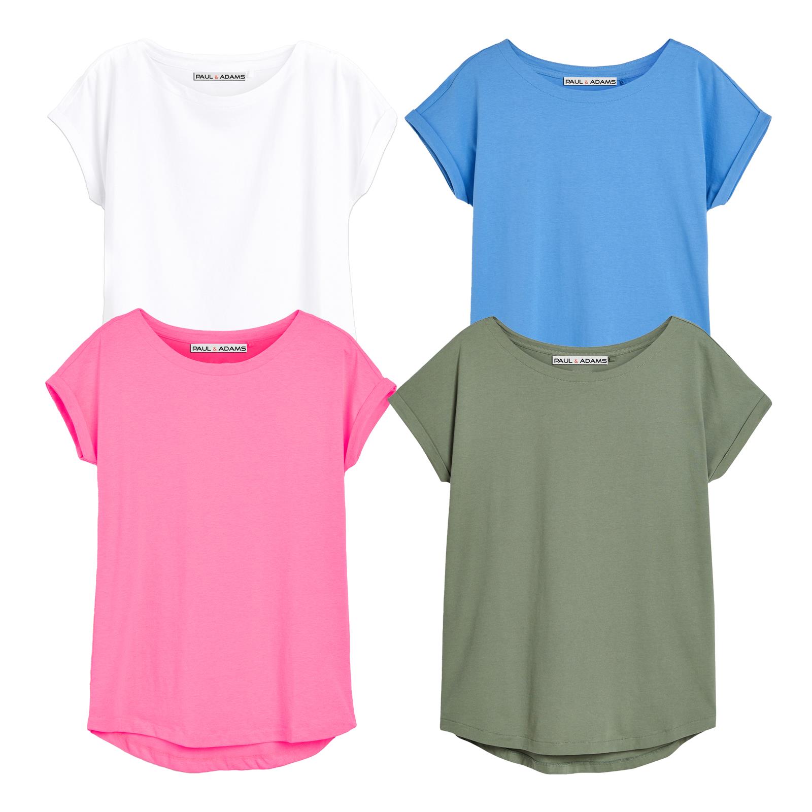 4 Pack Ladies T-Shirt Plain 100% Cotton Cap Sleeve Lot Crew Neck 08-18 T-Shirts - Picture 62 of 81