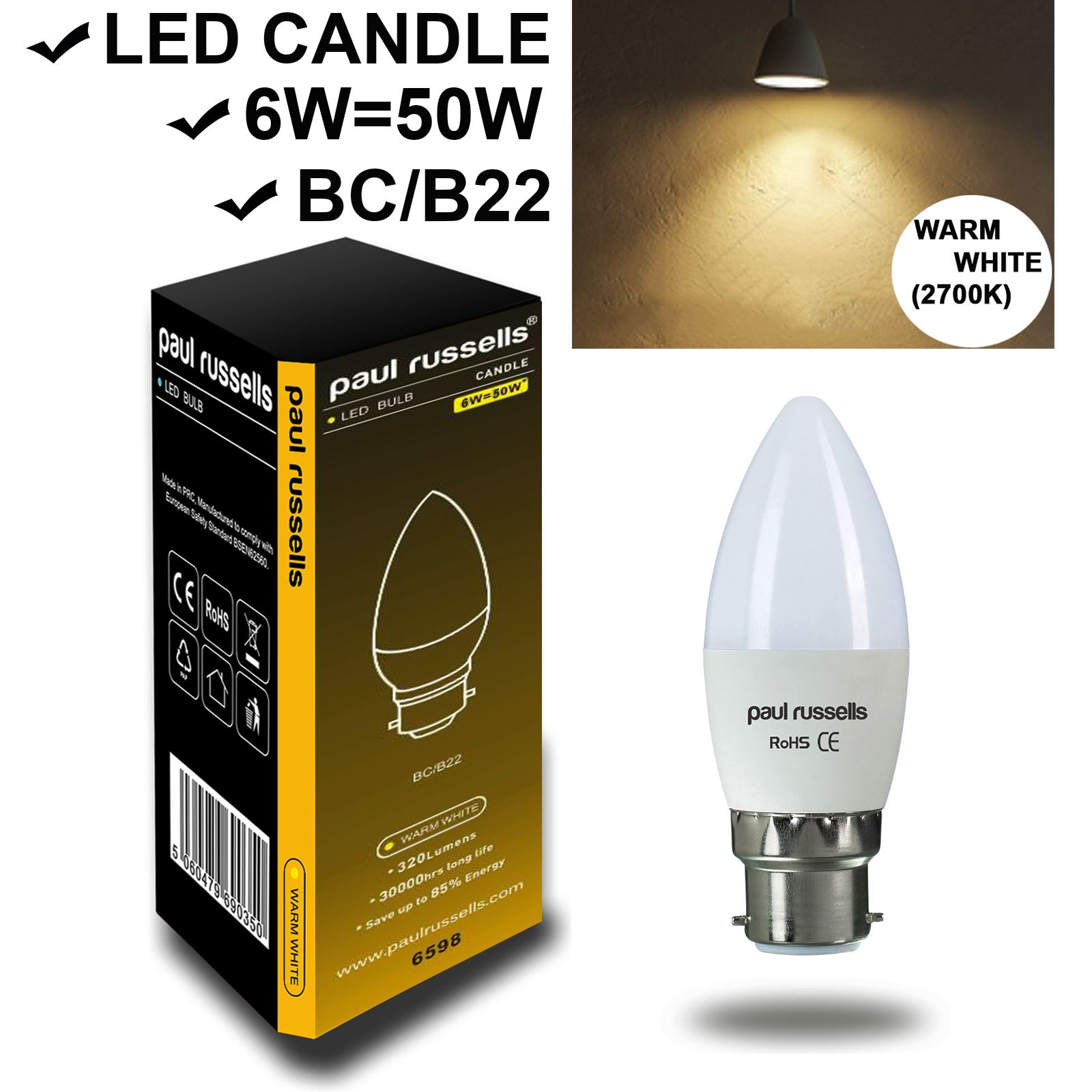 10Pack B22 BC 5w 50w Bayonet LED Candle Light Bulbs Energy Saver Warm White Lamp 10Pack B22 BC 5w 50w Bayonet LED Candle Light Bulbs Energy Saver Warm White Lamp
