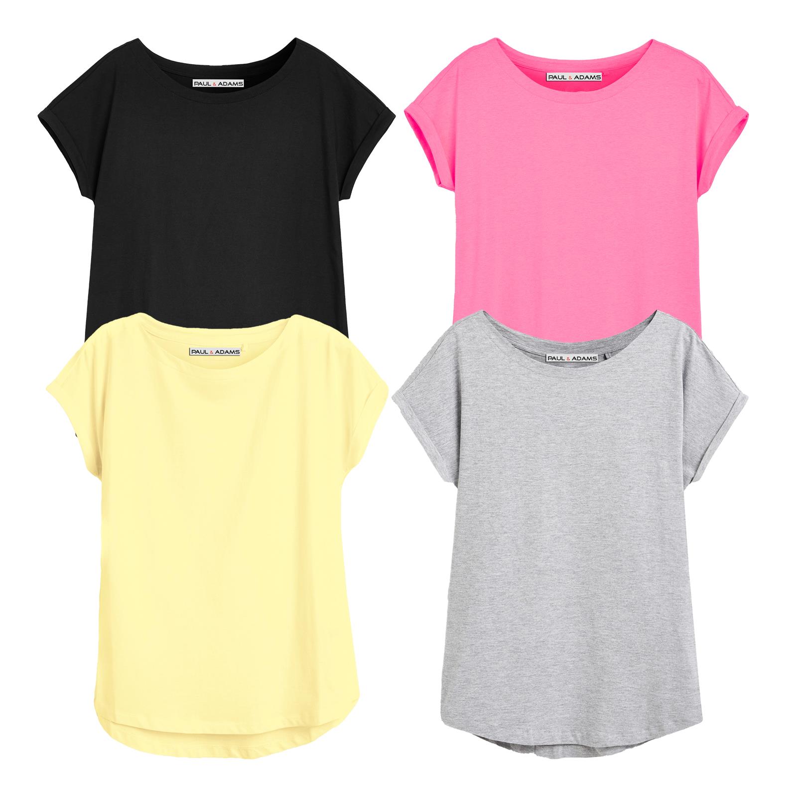 4 Pack Ladies T-Shirt Plain 100% Cotton Cap Sleeve Lot Crew Neck 08-18 T-Shirts - Picture 39 of 81