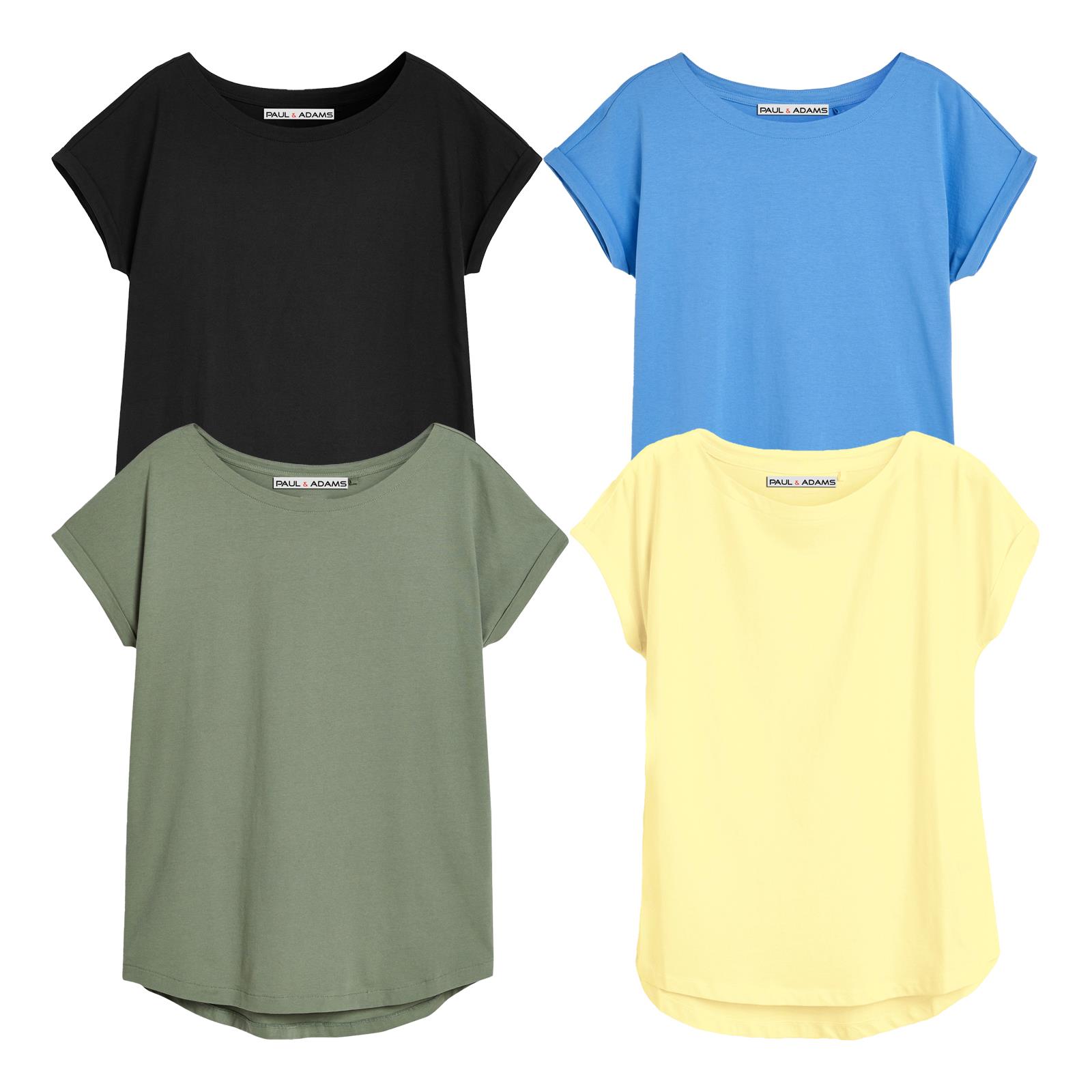 4 Pack Ladies T-Shirt Plain 100% Cotton Cap Sleeve Lot Crew Neck 08-18 T-Shirts - Picture 33 of 81