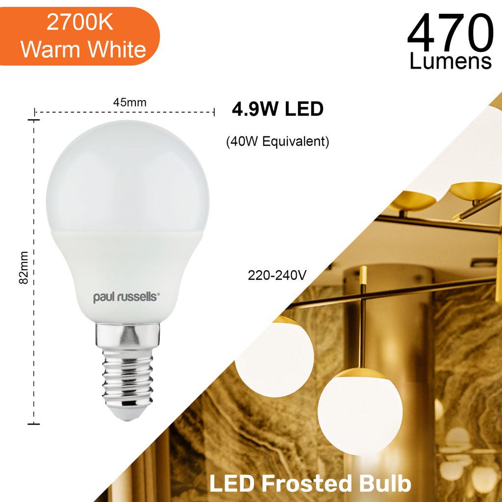 LED Golf 4.9W=40W 2700K 4000K 6500K BC/ES/SBC/SES 1/6/10 Bulbs - Picture 9 of 11