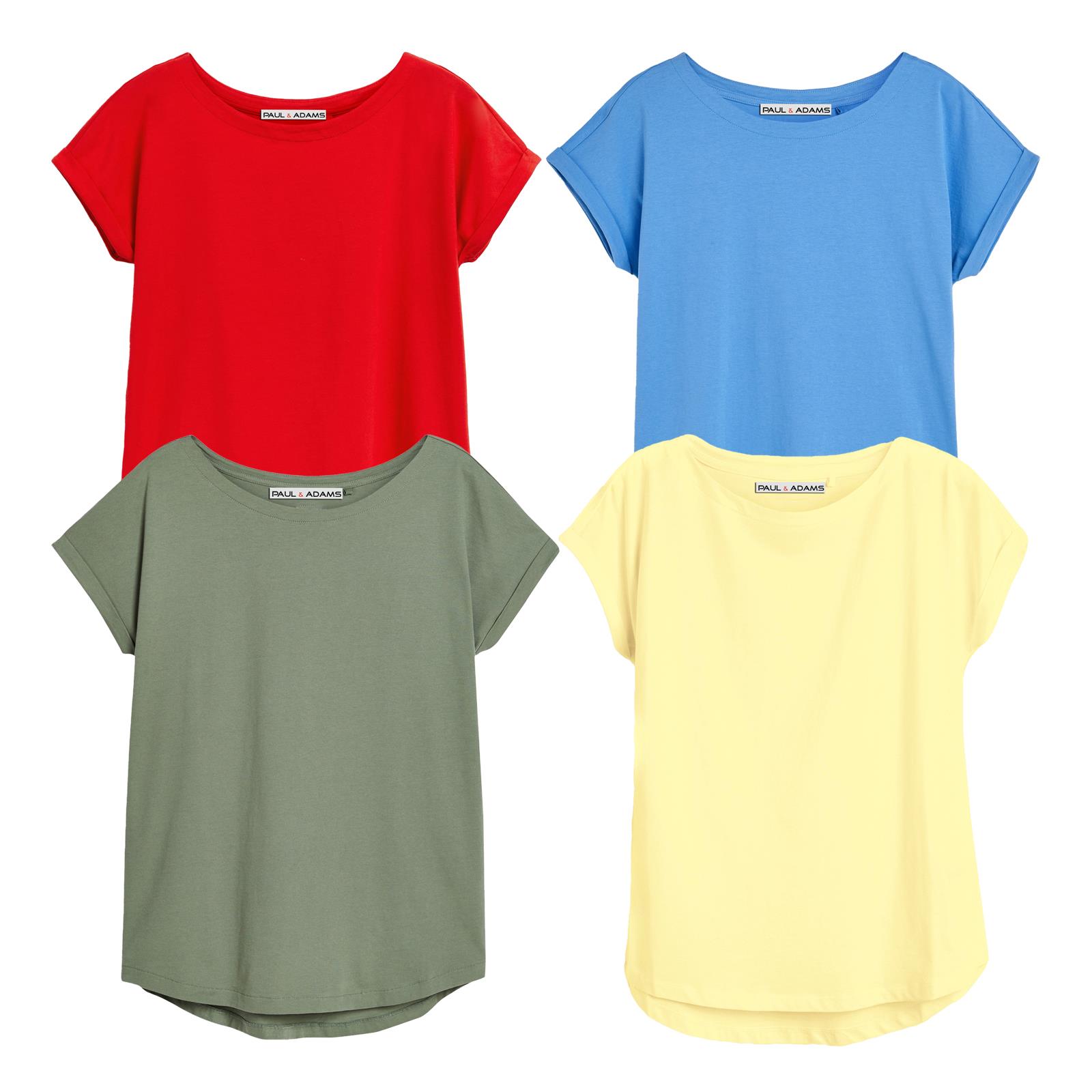 4 Pack Ladies T-Shirt Plain 100% Cotton Cap Sleeve Lot Crew Neck 08-18 T-Shirts - Picture 64 of 81