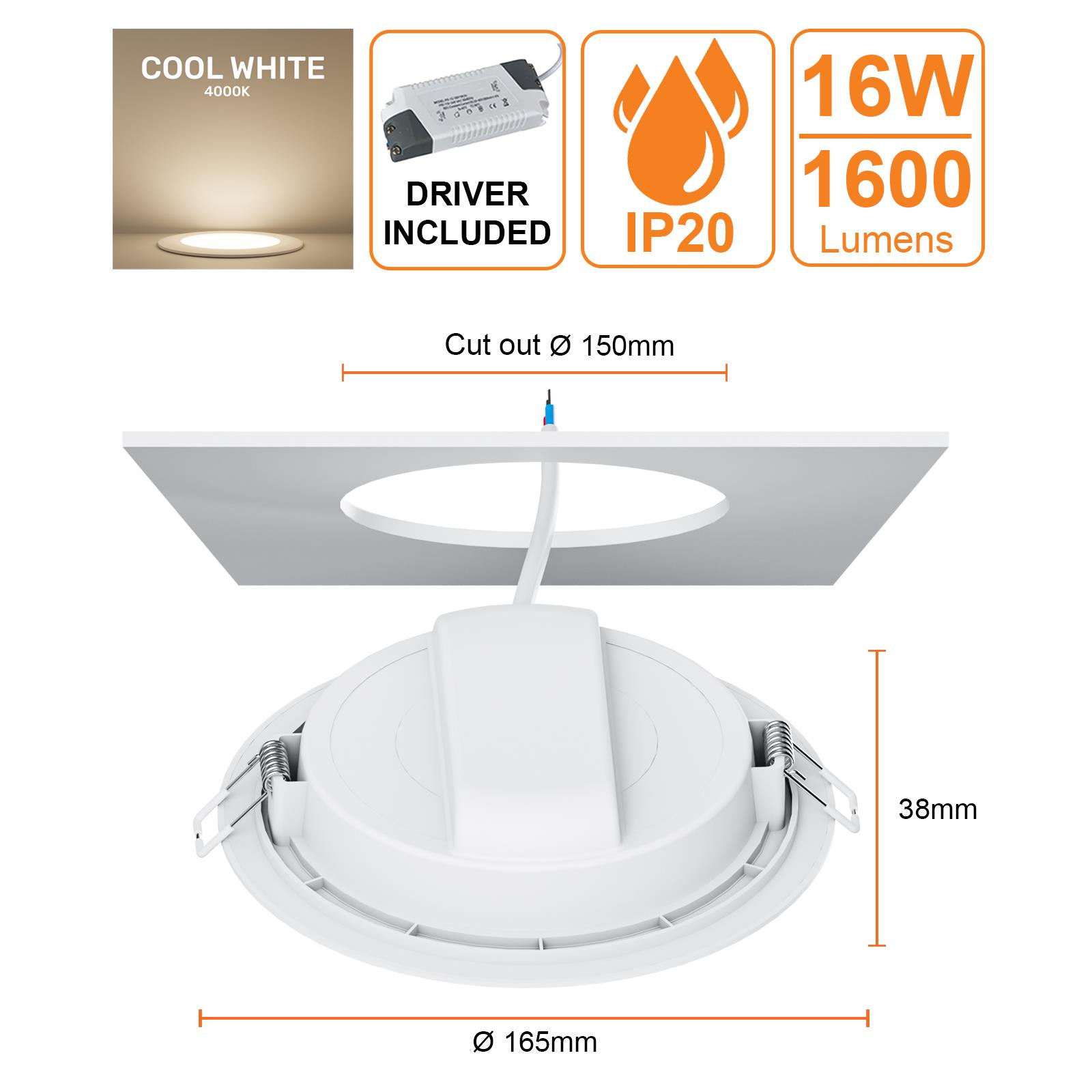 LED Round Panel Recessed Ceiling Lights Energy Saving Downlights Spot Light 240V - Picture 14 of 19