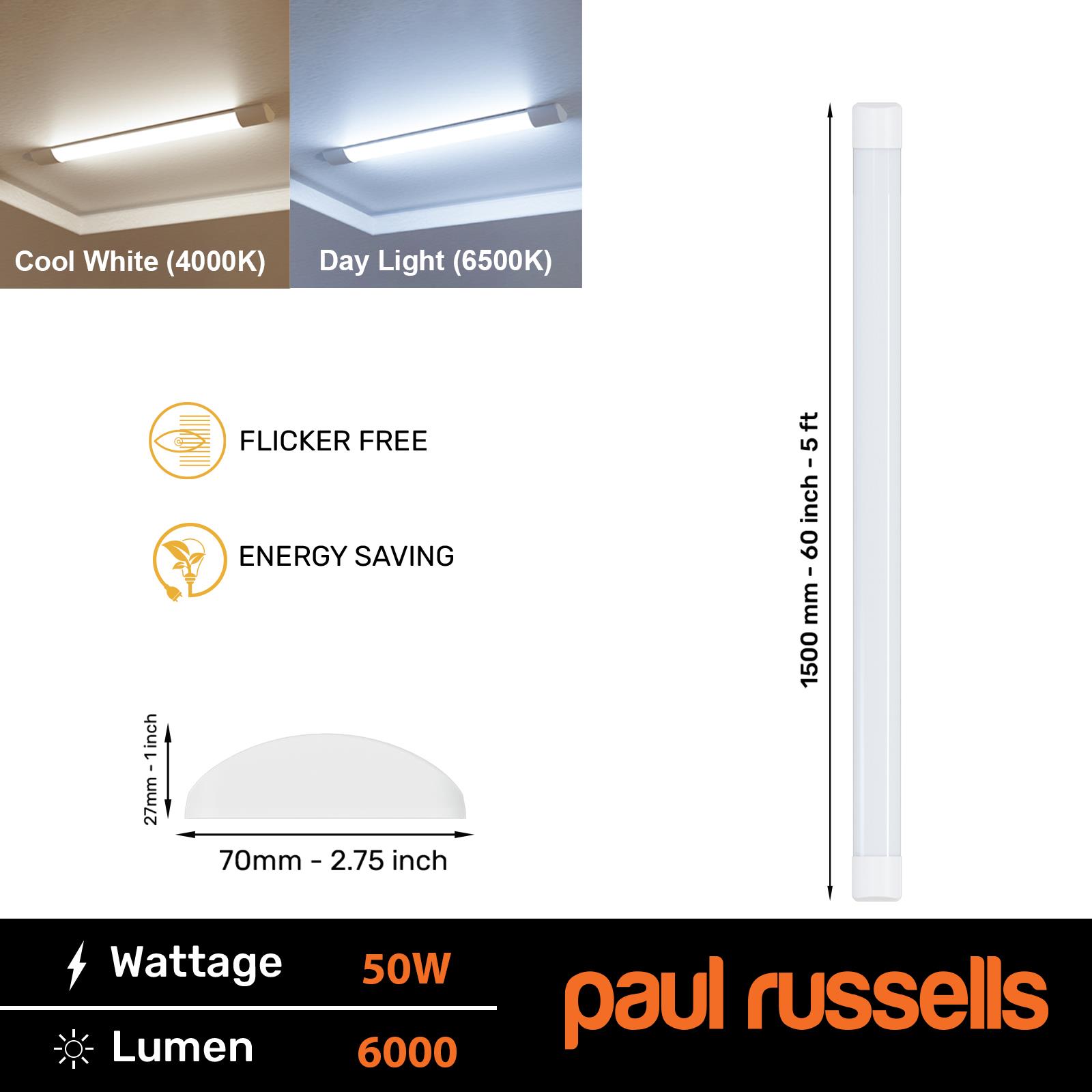 4 Pack LED Batten Tube Light 1FT 2FT 4FT 5FT 6FT Wall Ceiling Office Garage Lamp - Picture 11 of 12