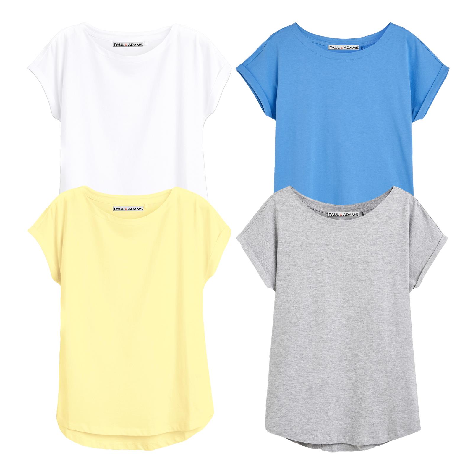 4 Pack Ladies T-Shirt Plain 100% Cotton Cap Sleeve Lot Crew Neck 08-18 T-Shirts - Picture 55 of 81