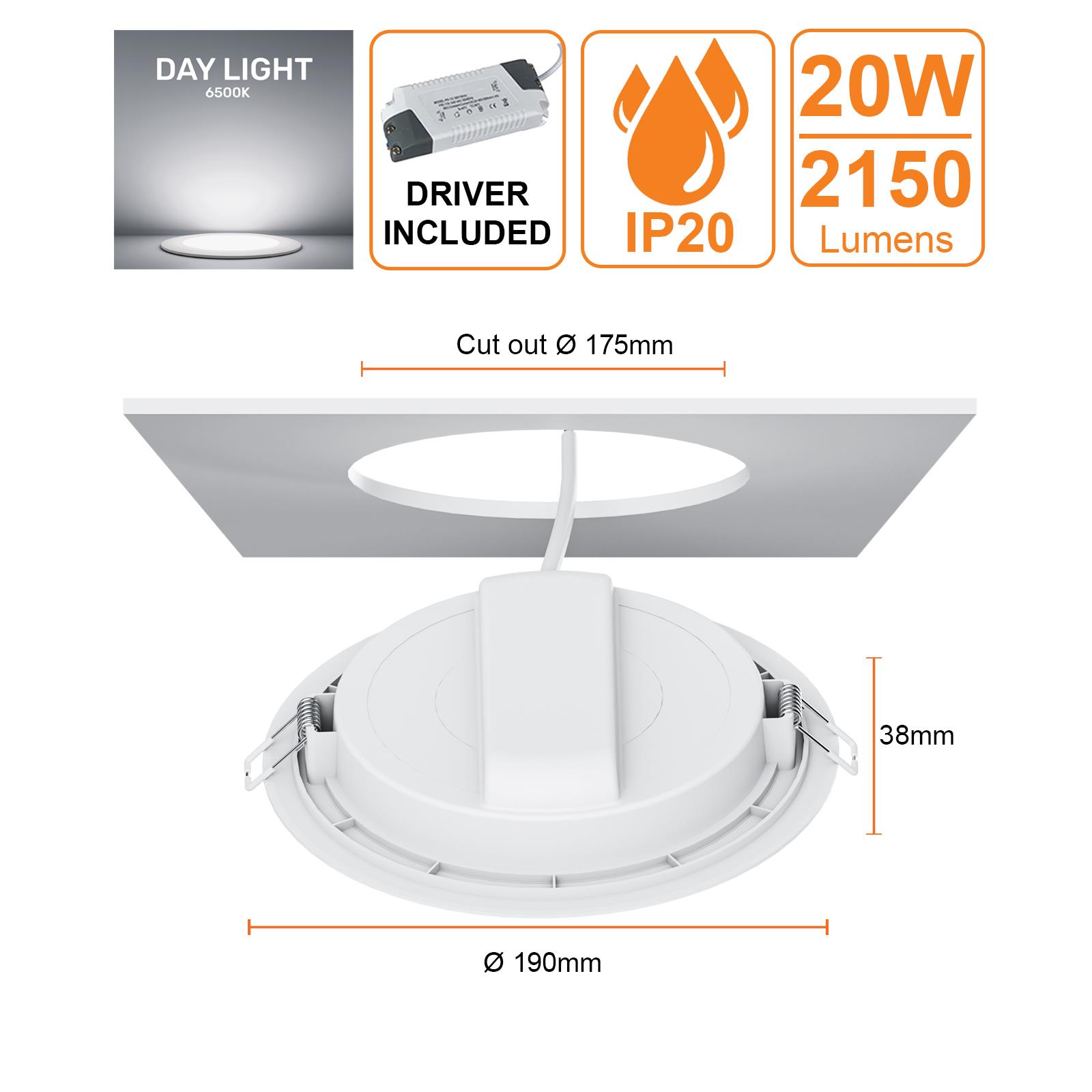 LED Round Panel Recessed Ceiling Lights Energy Saving Downlights Spot Light 240V - Picture 17 of 19