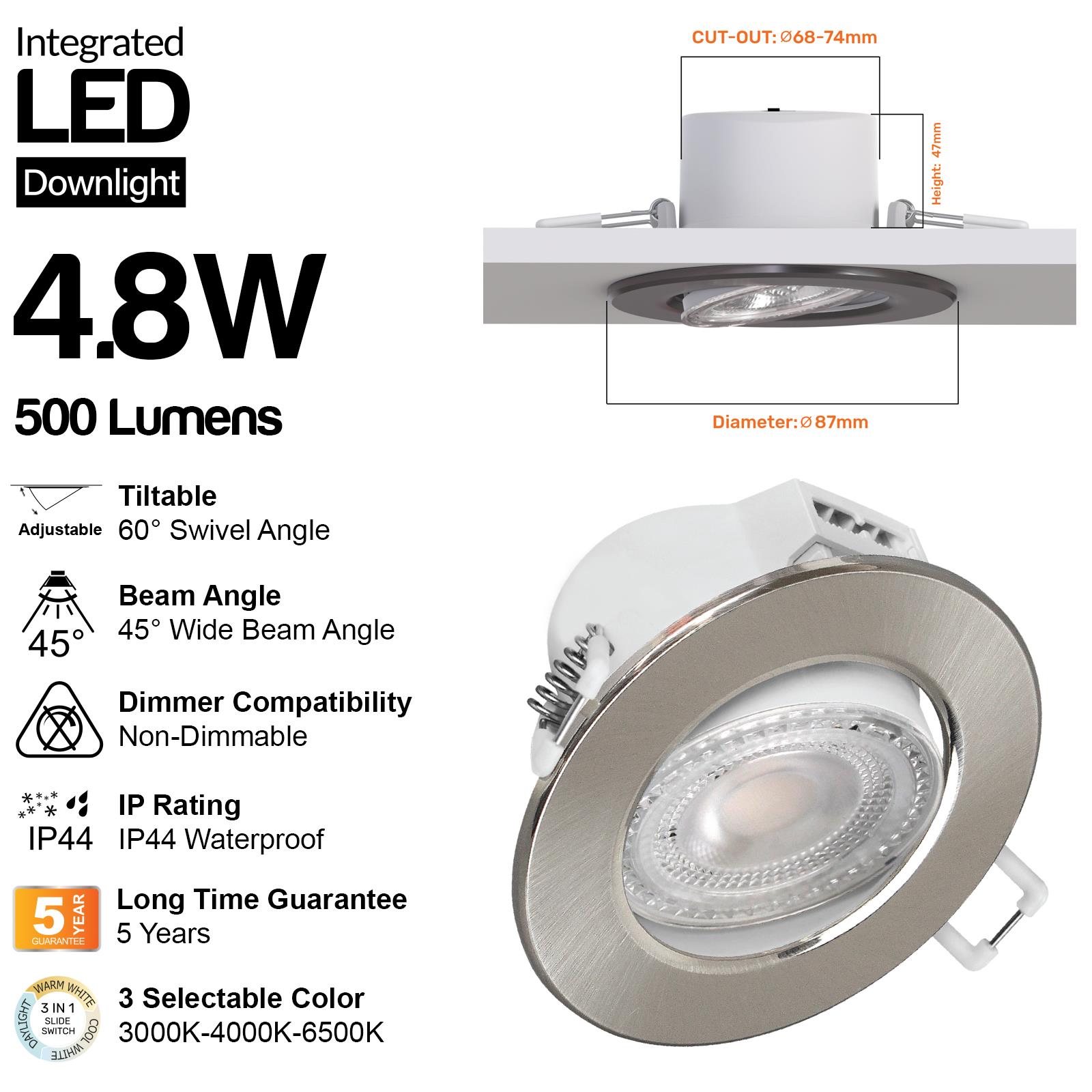LED Einbauleuchten Neigungswinkel Spotlicht 3CCT dimmbar 240V Deckenleuchten - Bild 13 von 13