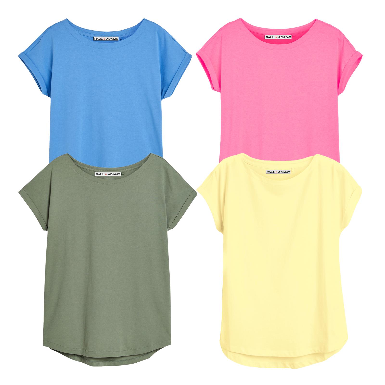 4 Pack Ladies T-Shirt Plain 100% Cotton Cap Sleeve Lot Crew Neck 08-18 T-Shirts - Picture 75 of 81