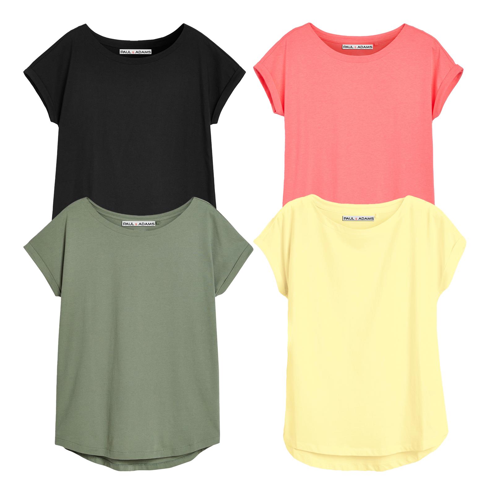 4 Pack Ladies T-Shirt Plain 100% Cotton Cap Sleeve Lot Crew Neck 08-18 T-Shirts - Picture 36 of 81