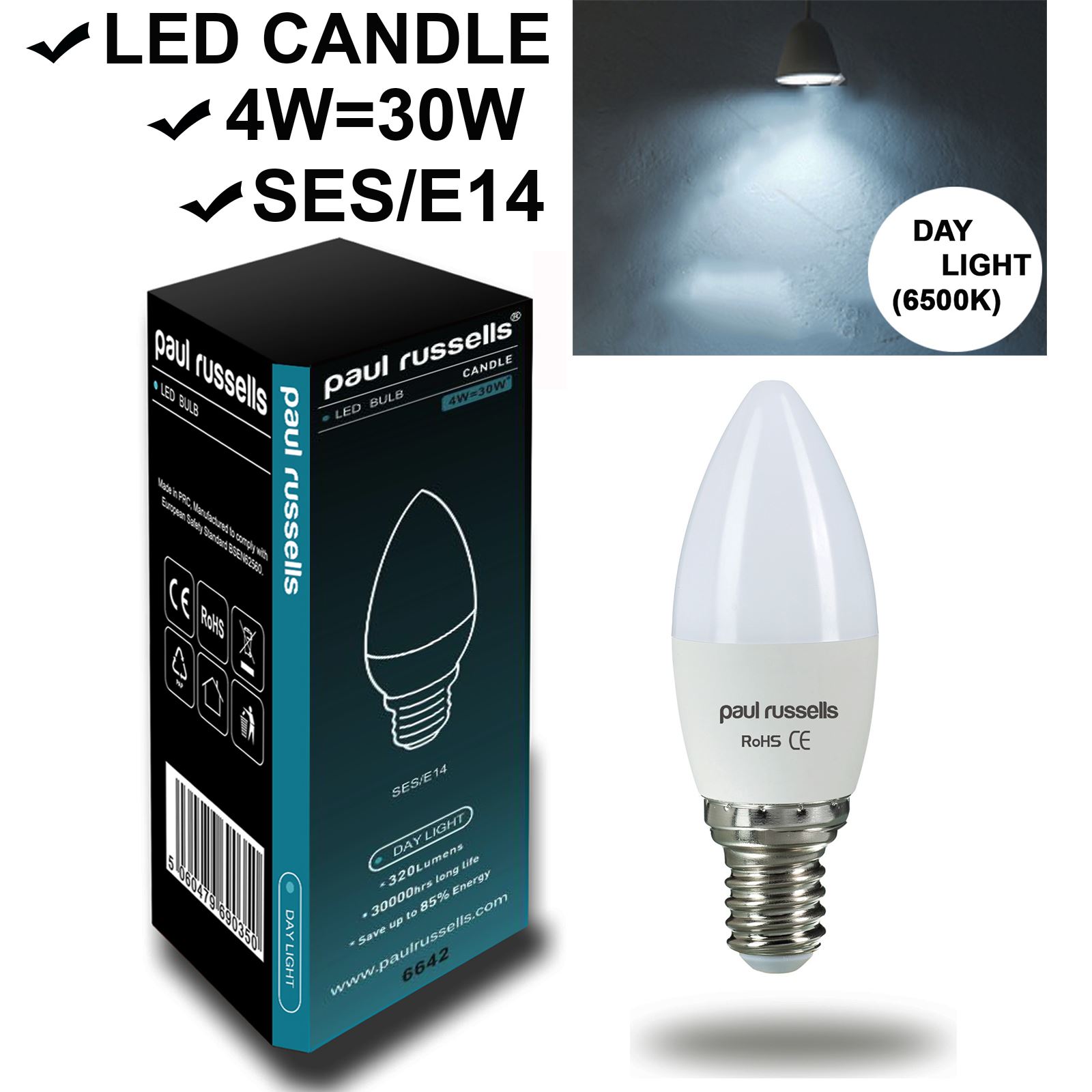LED Candle Light Bulbs E27 B22 E14 C37 (25W/30W/40W/50W/60W) Warm/Day