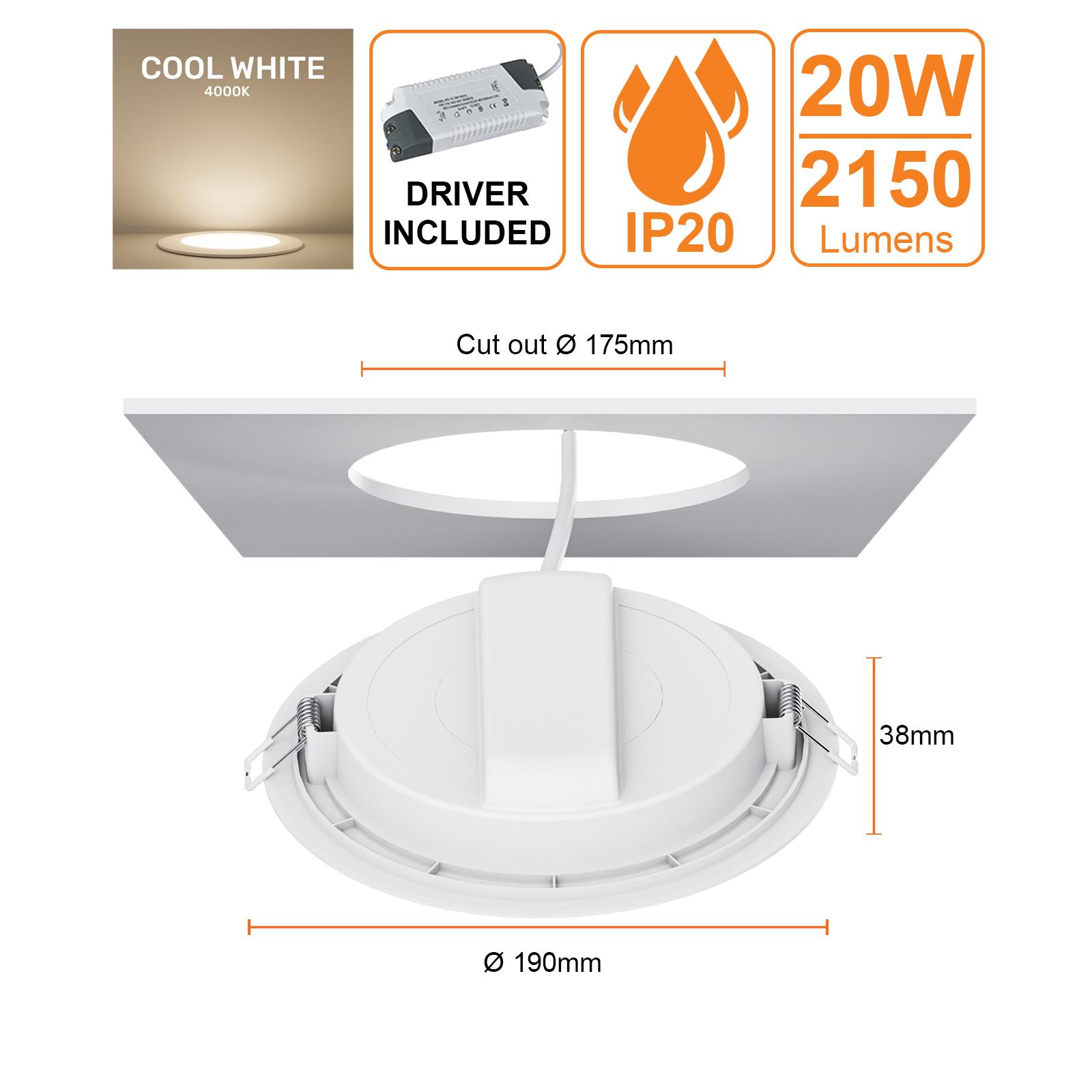 LED Round Panel Recessed Ceiling Lights Energy Saving Downlights Spot Light 240V - Picture 16 of 19