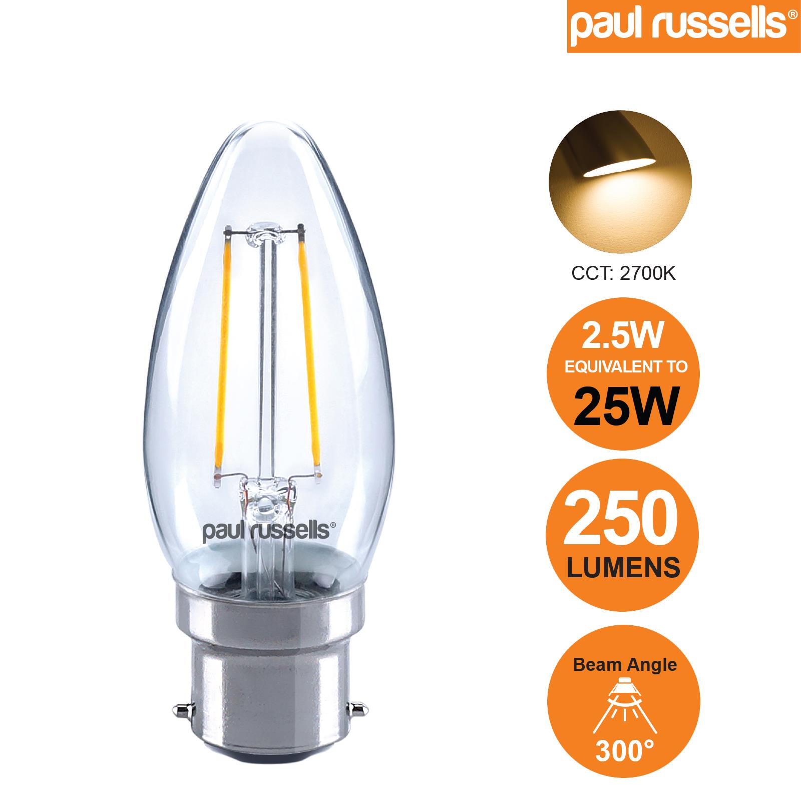 LED Candle Bulbs Filament Light Amber Warm White Bayonet Edison Screw Bulbs 240V - Picture 8 of 17