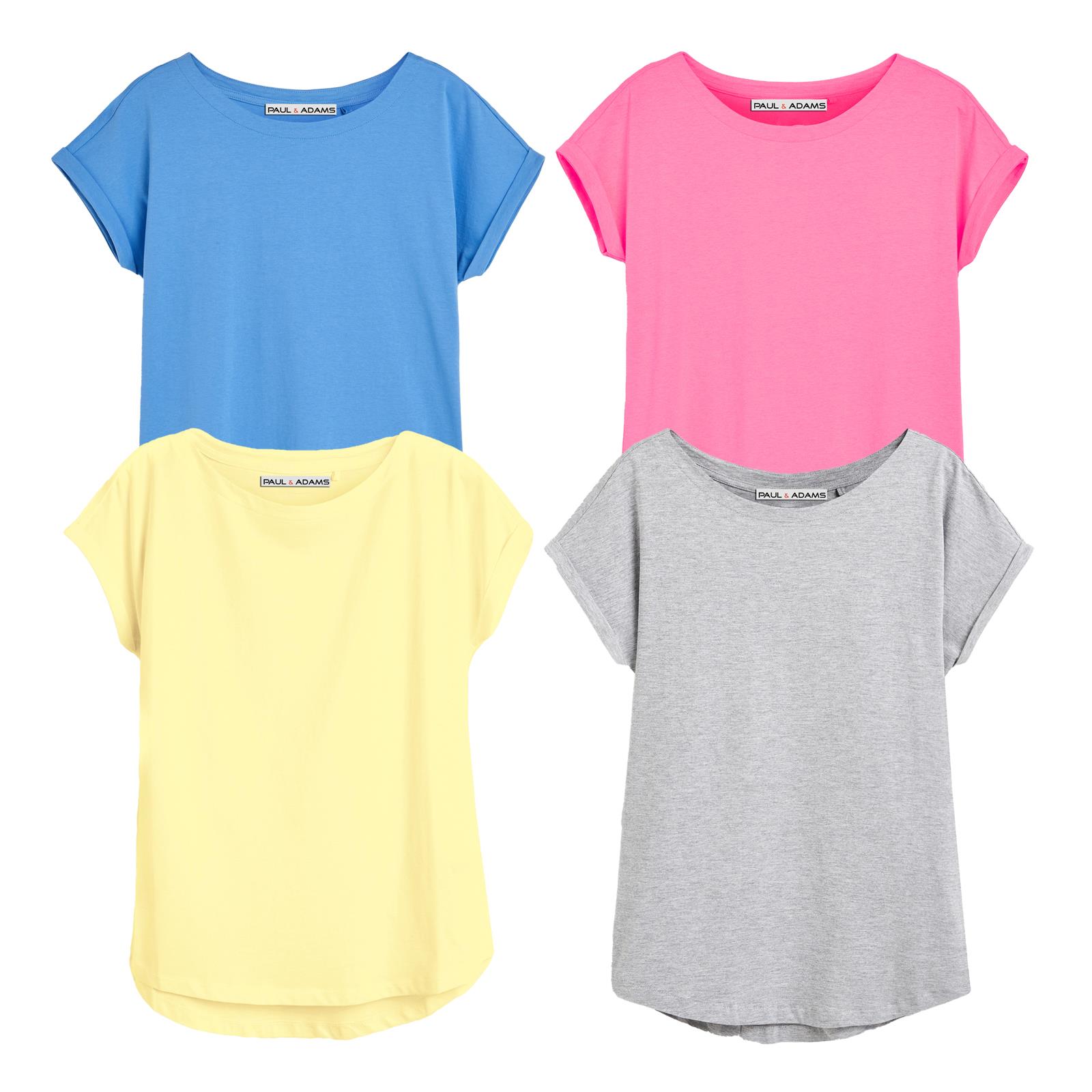 4 Pack Ladies T-Shirt Plain 100% Cotton Cap Sleeve Lot Crew Neck 08-18 T-Shirts - Picture 76 of 81