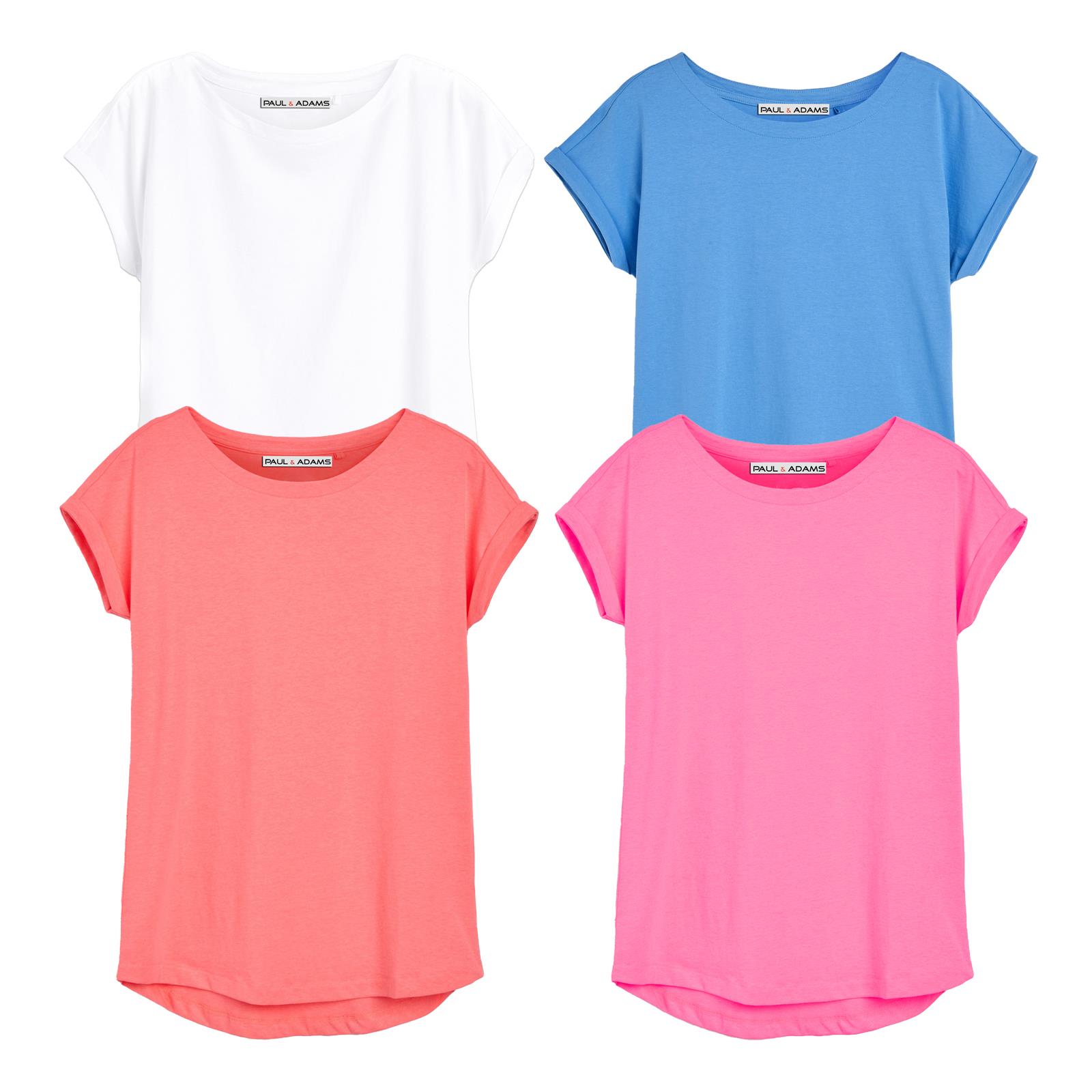 4 Pack Ladies T-Shirt Plain 100% Cotton Cap Sleeve Lot Crew Neck 08-18 T-Shirts - Picture 52 of 81