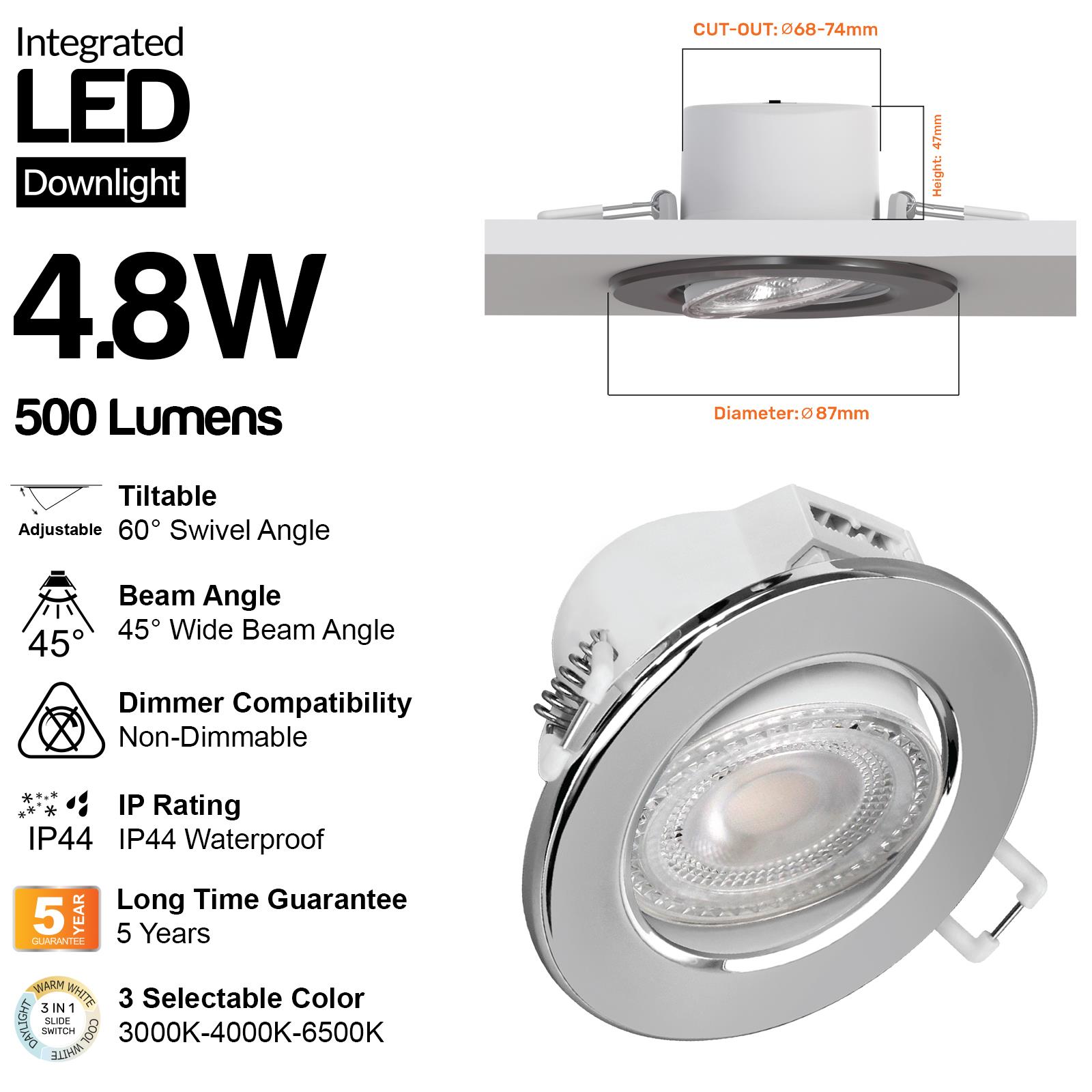 LED Einbauleuchten Neigungswinkel Spotlicht 3CCT dimmbar 240V Deckenleuchten - Bild 11 von 13