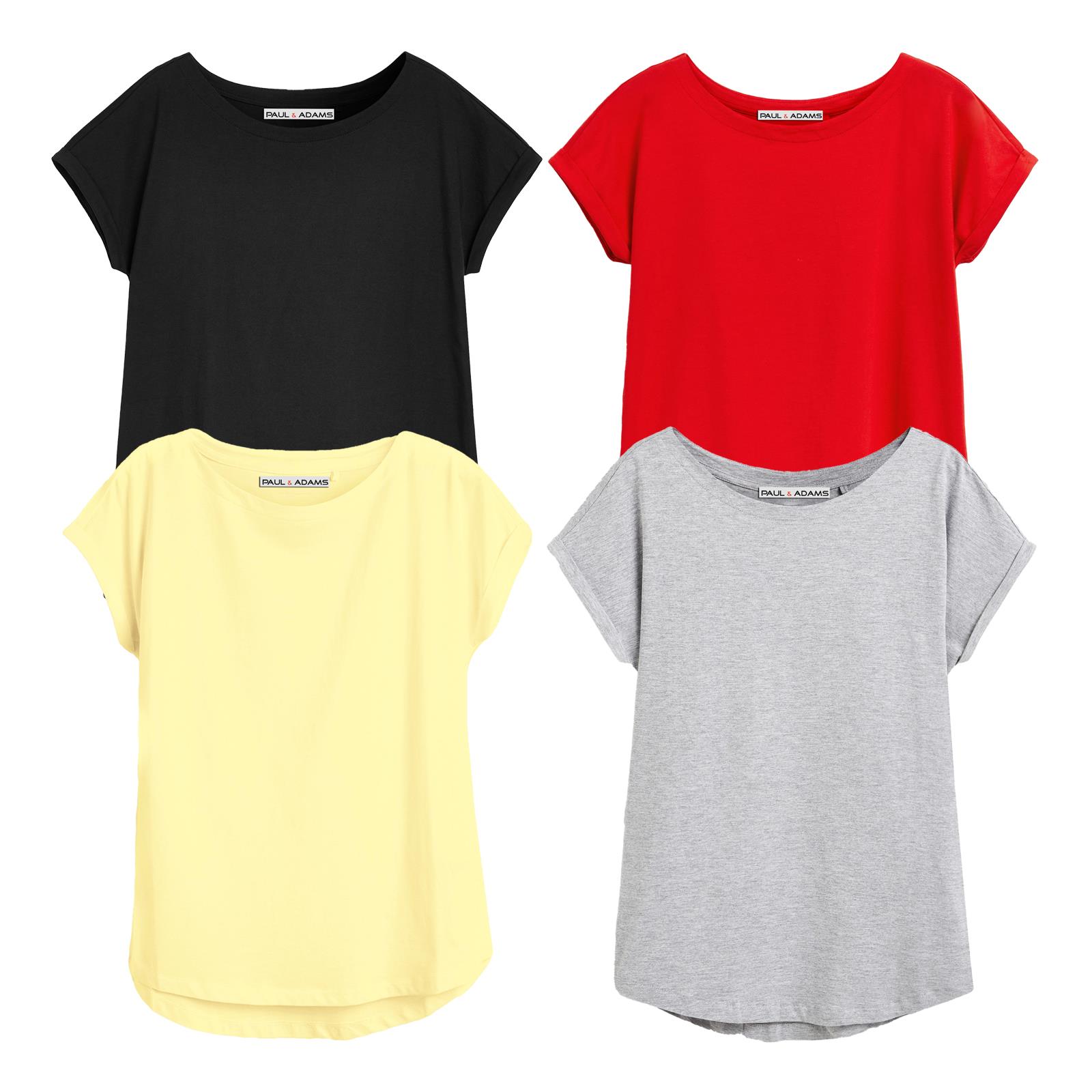 4 Pack Ladies T-Shirt Plain 100% Cotton Cap Sleeve Lot Crew Neck 08-18 T-Shirts - Picture 30 of 81