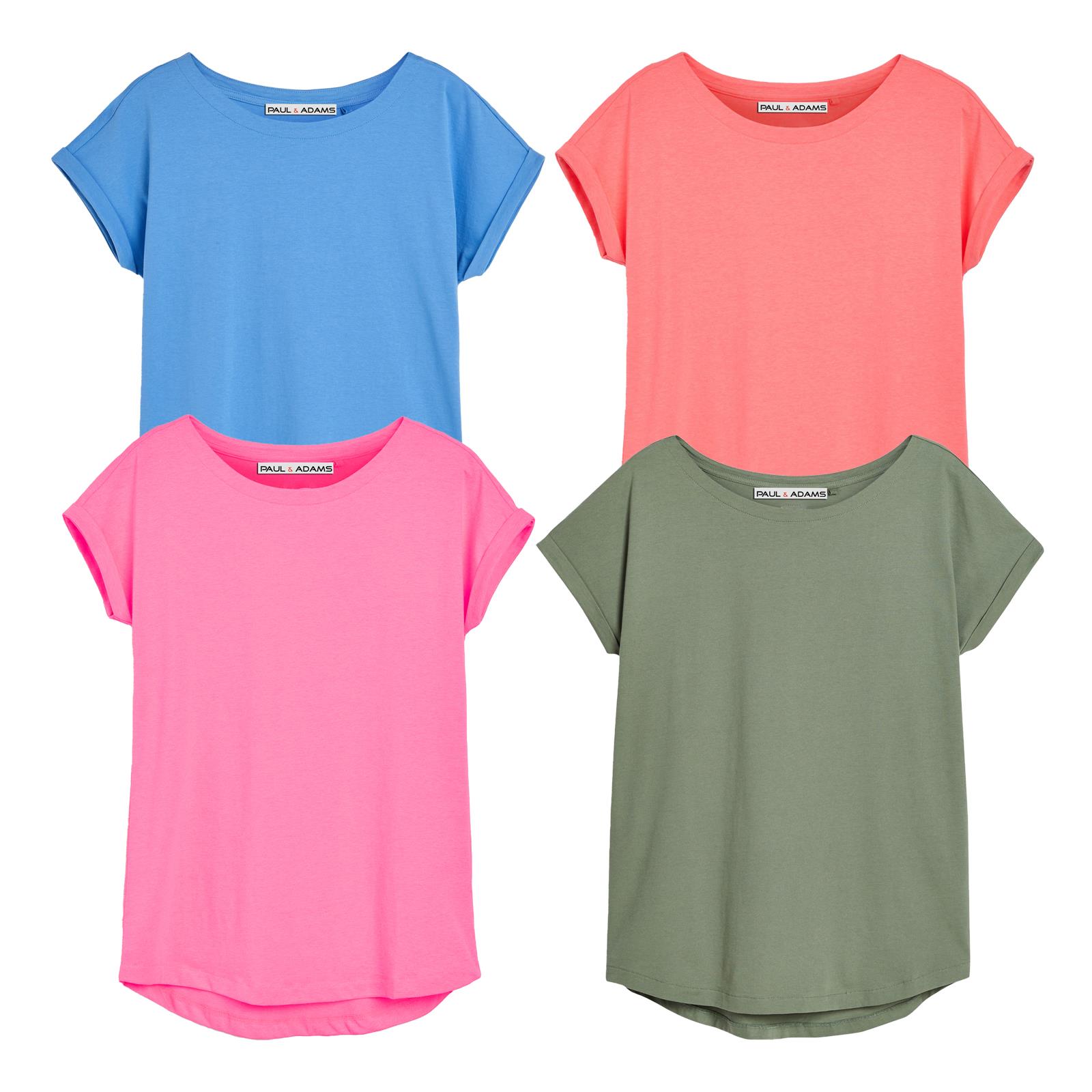 4 Pack Ladies T-Shirt Plain 100% Cotton Cap Sleeve Lot Crew Neck 08-18 T-Shirts - Picture 72 of 81