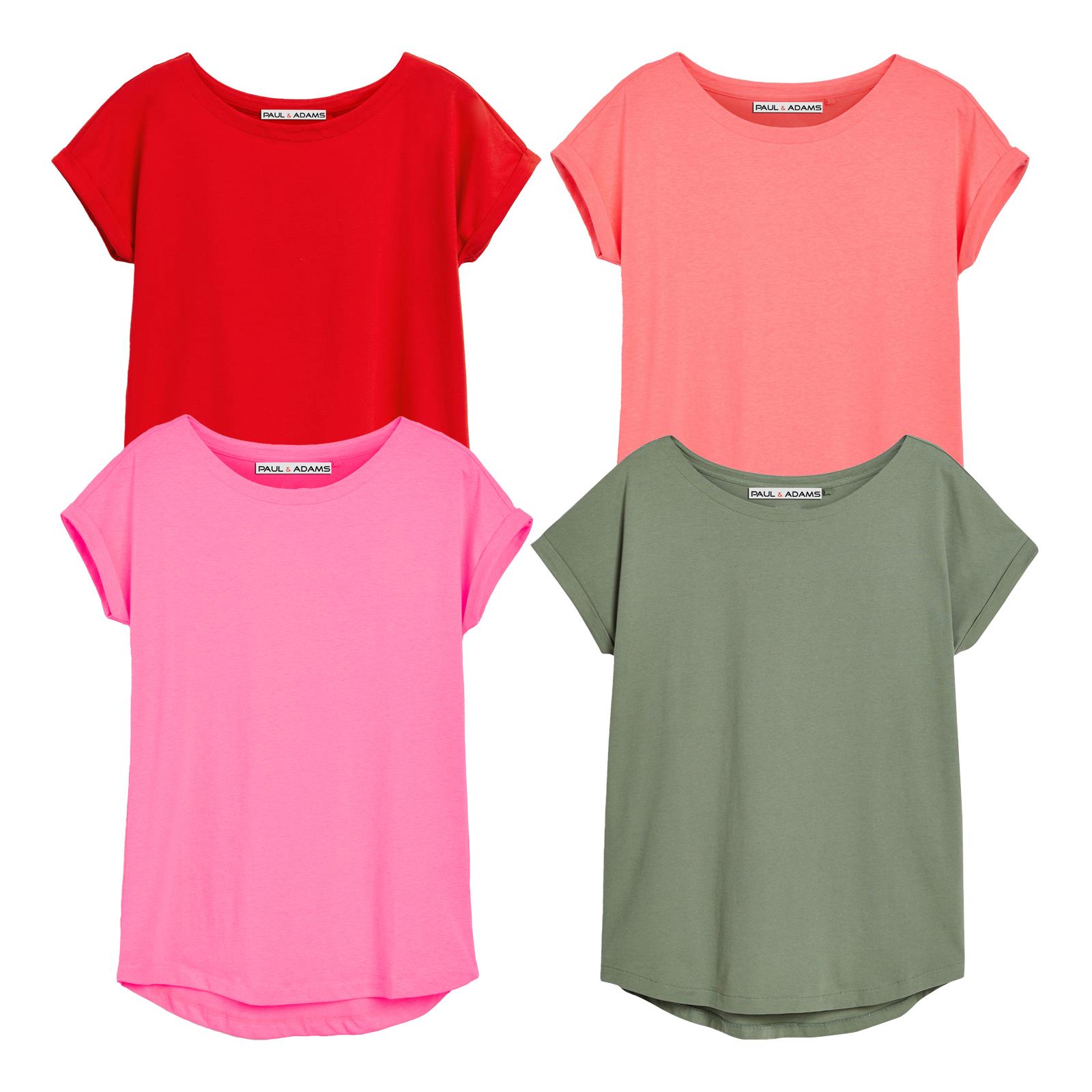 4 Pack Ladies T-Shirt Plain 100% Cotton Cap Sleeve Lot Crew Neck 08-18 T-Shirts - Picture 66 of 81